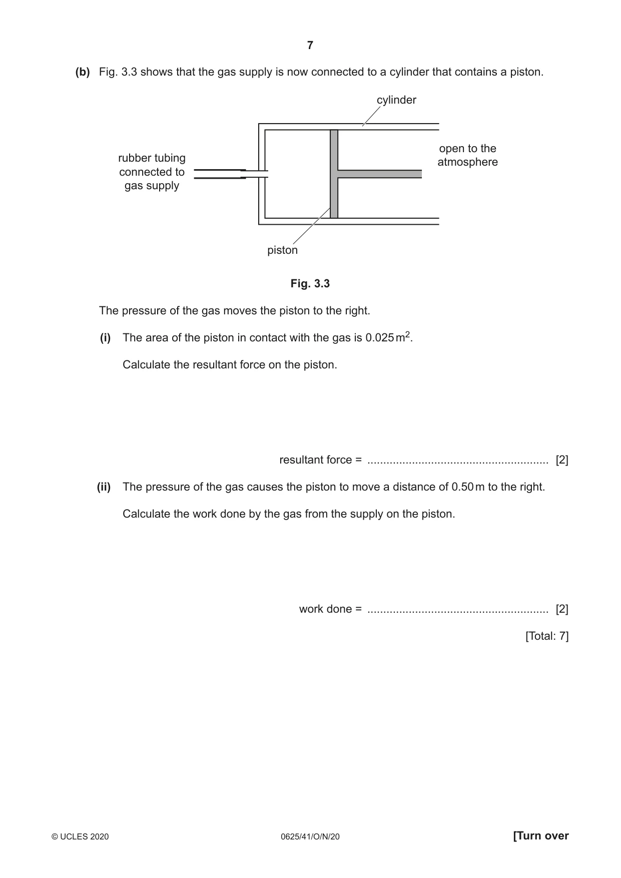 Cambridge IGCSE Physics 0625 2020 Oct/Nov Paper 4 · Variant 1 question paper, page 7 of 20