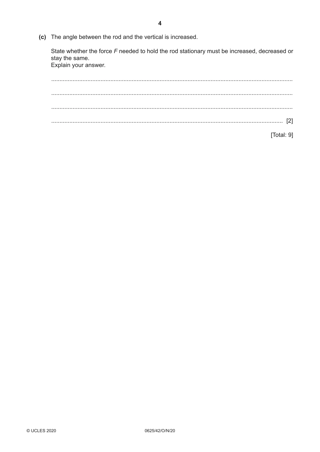 Cambridge IGCSE Physics 0625 2020 Oct/Nov Paper 4 · Variant 2 question paper, page 4 of 16