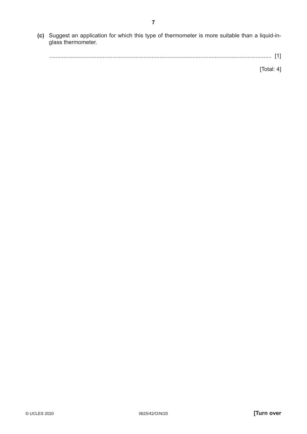 Cambridge IGCSE Physics 0625 2020 Oct/Nov Paper 4 · Variant 2 question paper, page 7 of 16
