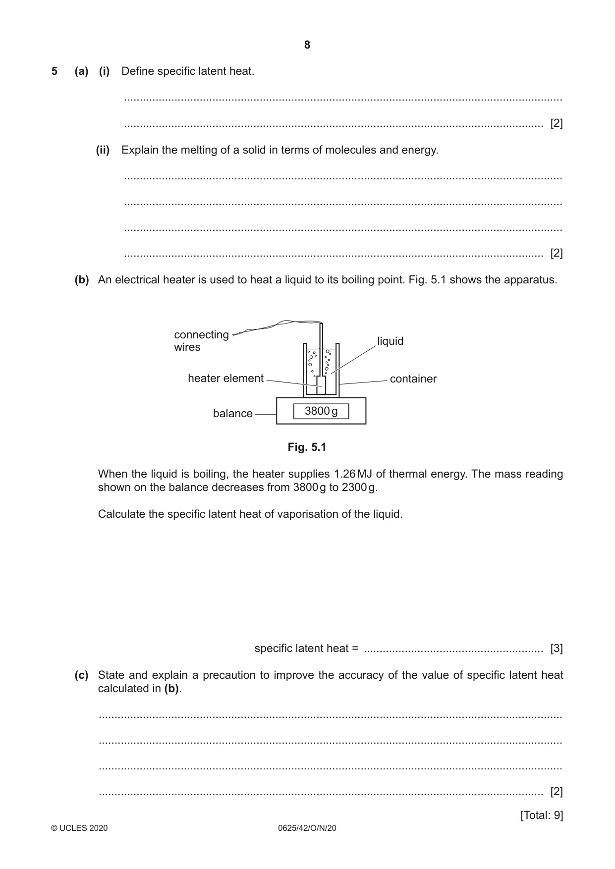 Cambridge IGCSE Physics 0625 2020 Oct/Nov Paper 4 · Variant 2 question paper, page 8 of 16