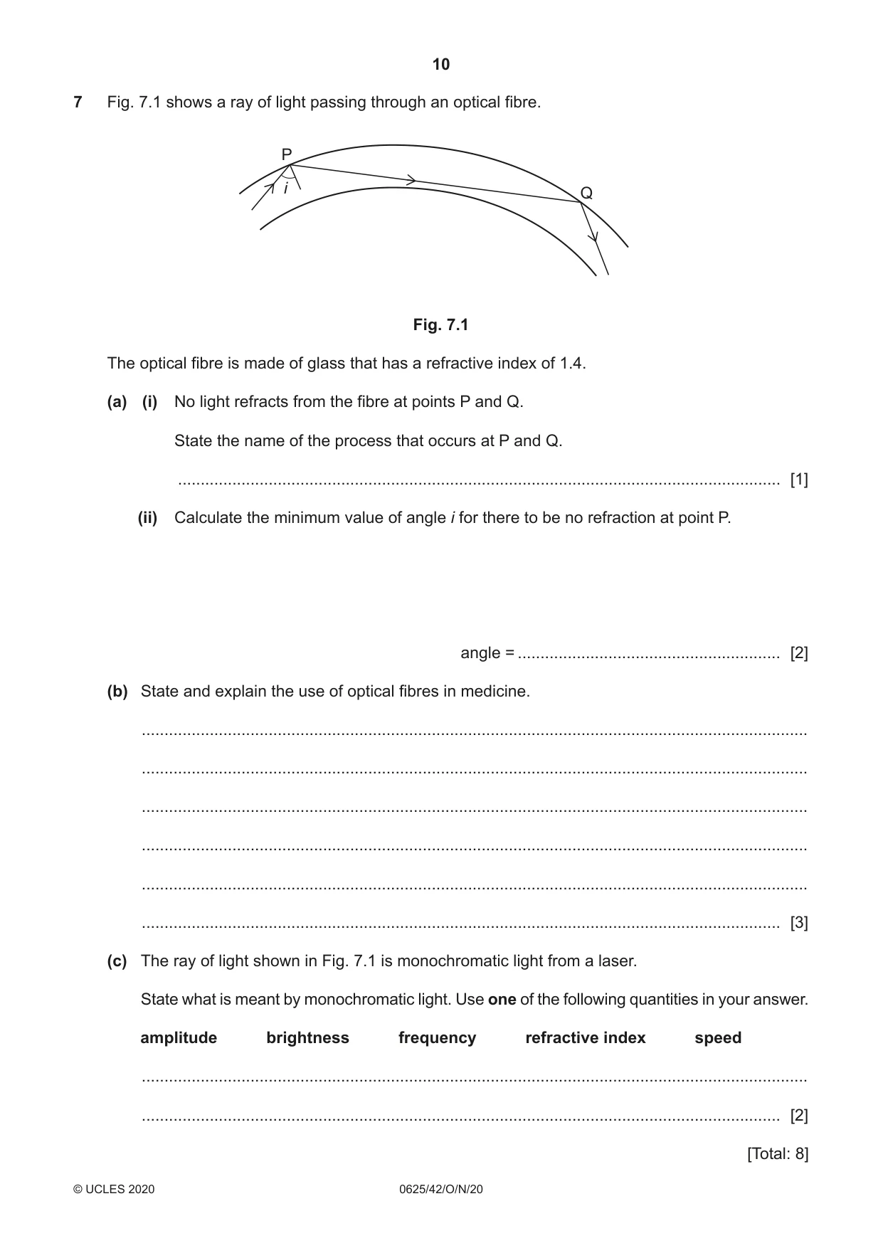 Cambridge IGCSE Physics 0625 2020 Oct/Nov Paper 4 · Variant 2 question paper, page 10 of 16