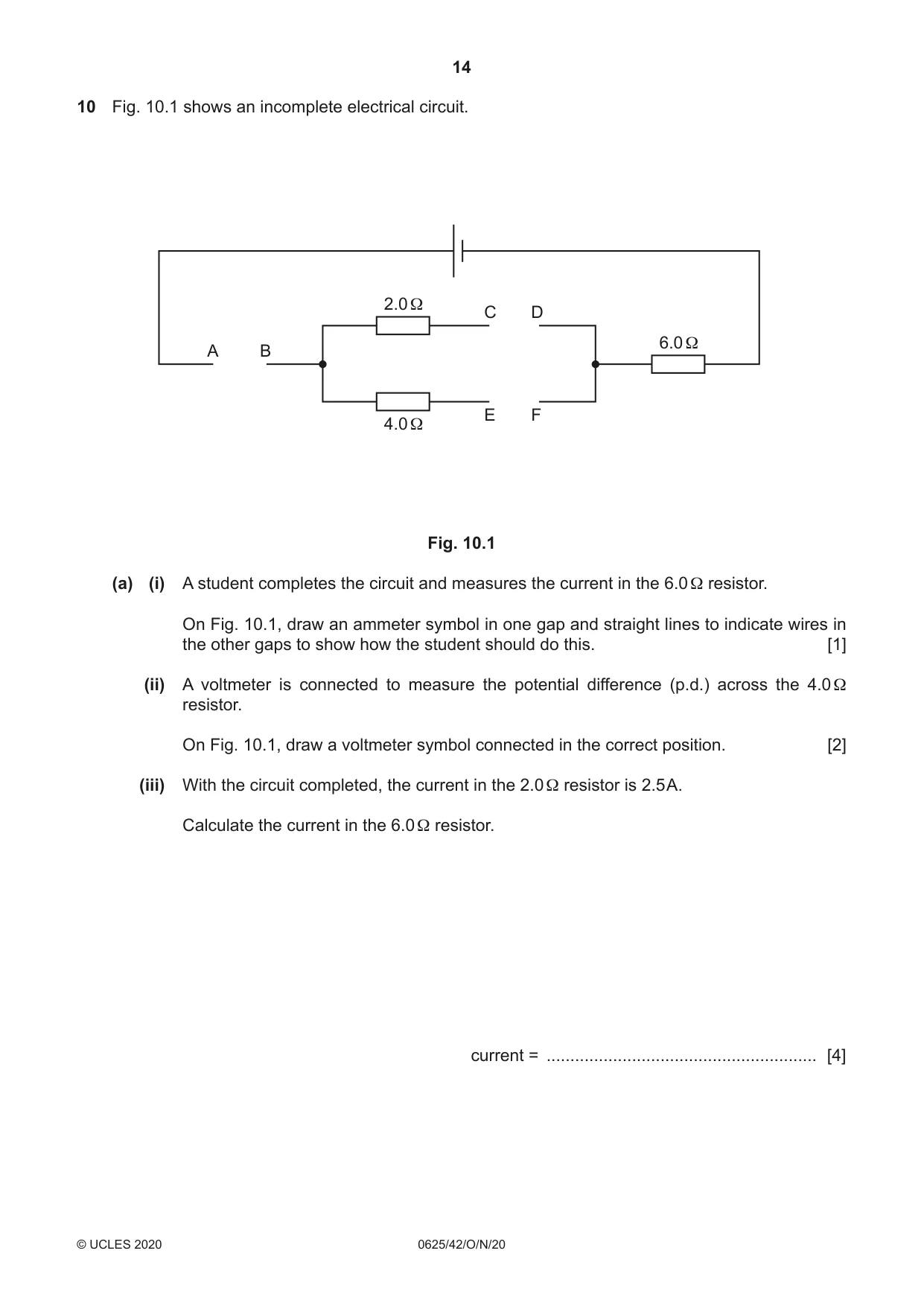 Cambridge IGCSE Physics 0625 2020 Oct/Nov Paper 4 · Variant 2 question paper, page 14 of 16