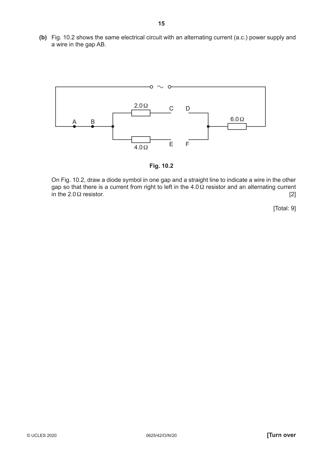 Cambridge IGCSE Physics 0625 2020 Oct/Nov Paper 4 · Variant 2 question paper, page 15 of 16