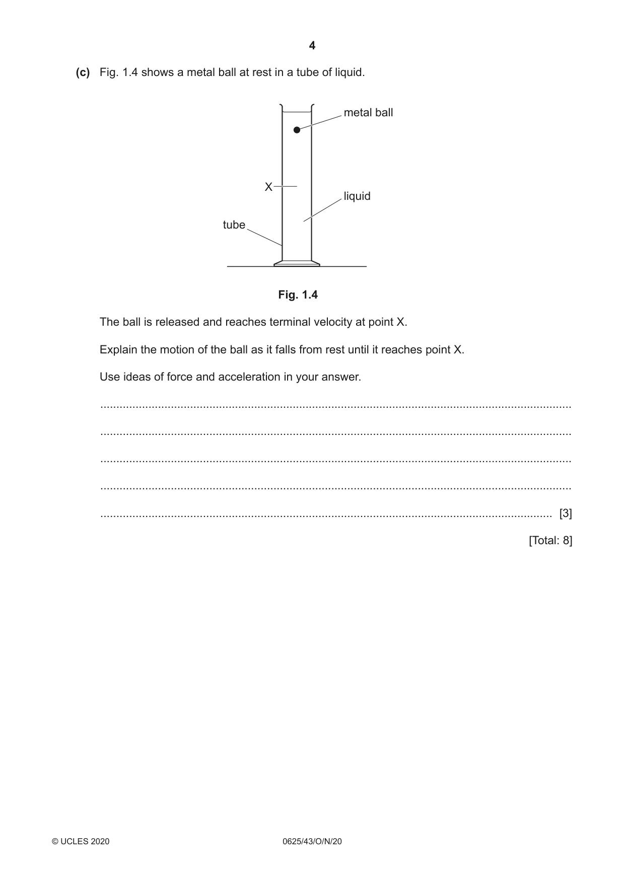 Cambridge IGCSE Physics 0625 2020 Oct/Nov Paper 4 · Variant 3 question paper, page 4 of 20