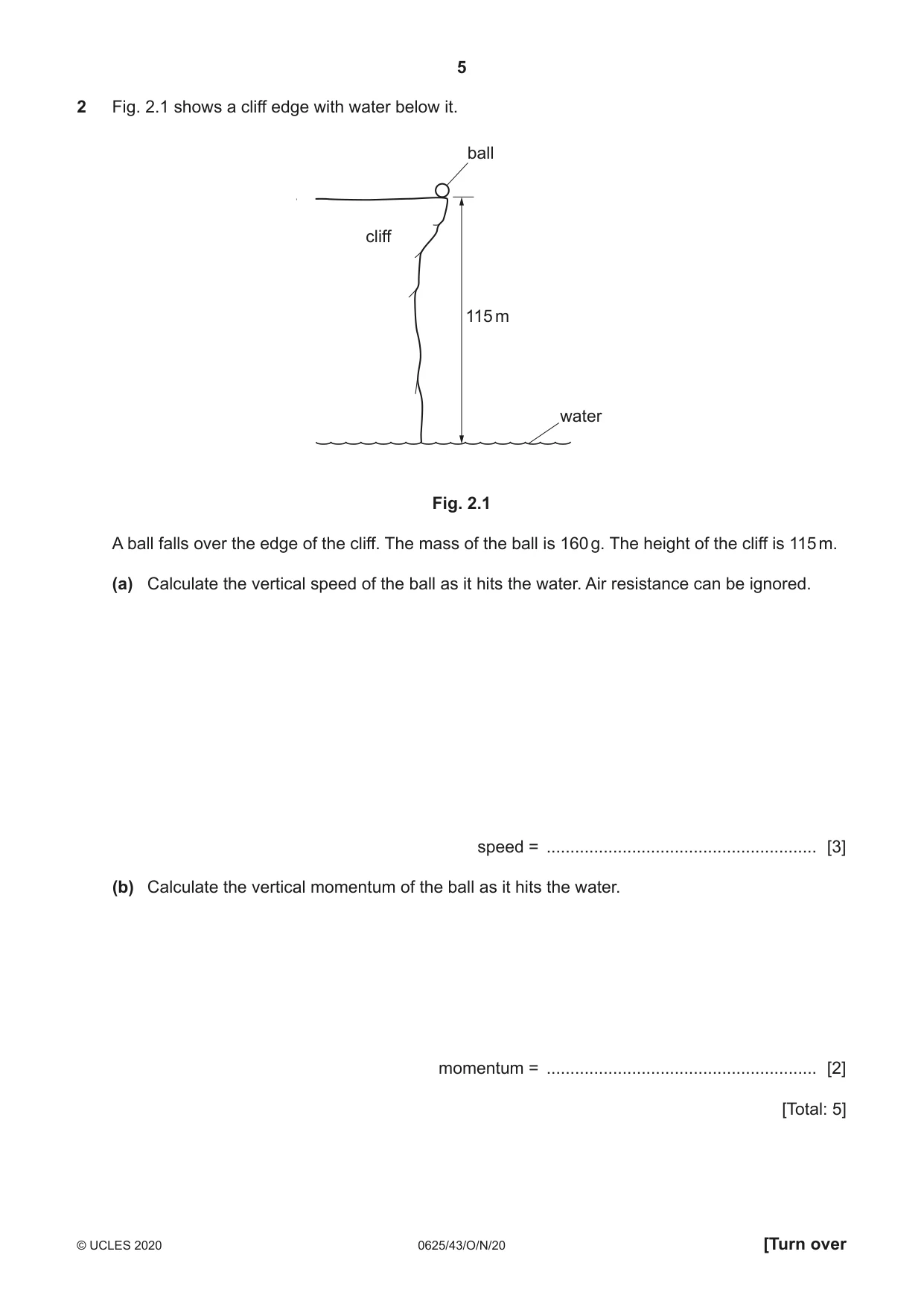 Cambridge IGCSE Physics 0625 2020 Oct/Nov Paper 4 · Variant 3 question paper, page 5 of 20
