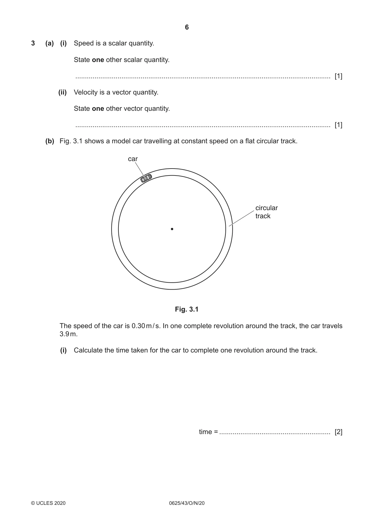 Cambridge IGCSE Physics 0625 2020 Oct/Nov Paper 4 · Variant 3 question paper, page 6 of 20