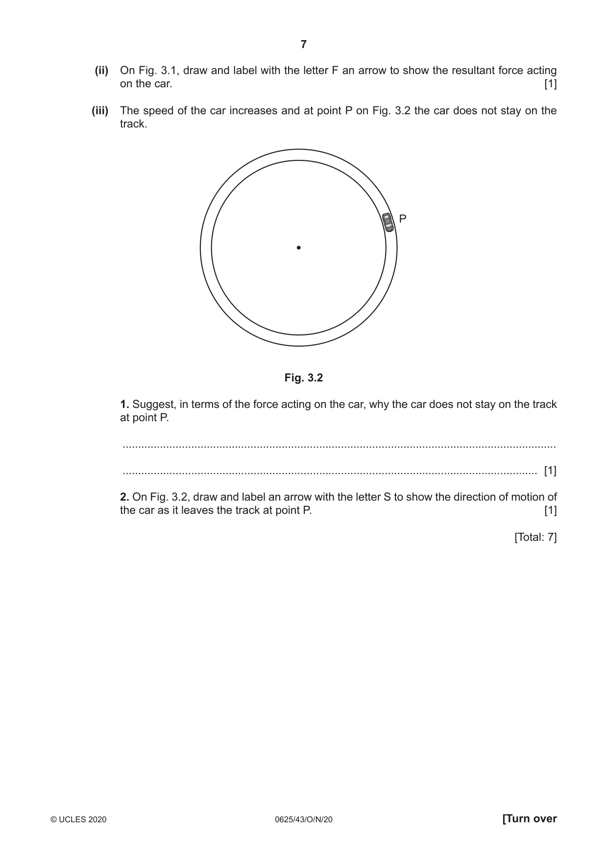 Cambridge IGCSE Physics 0625 2020 Oct/Nov Paper 4 · Variant 3 question paper, page 7 of 20