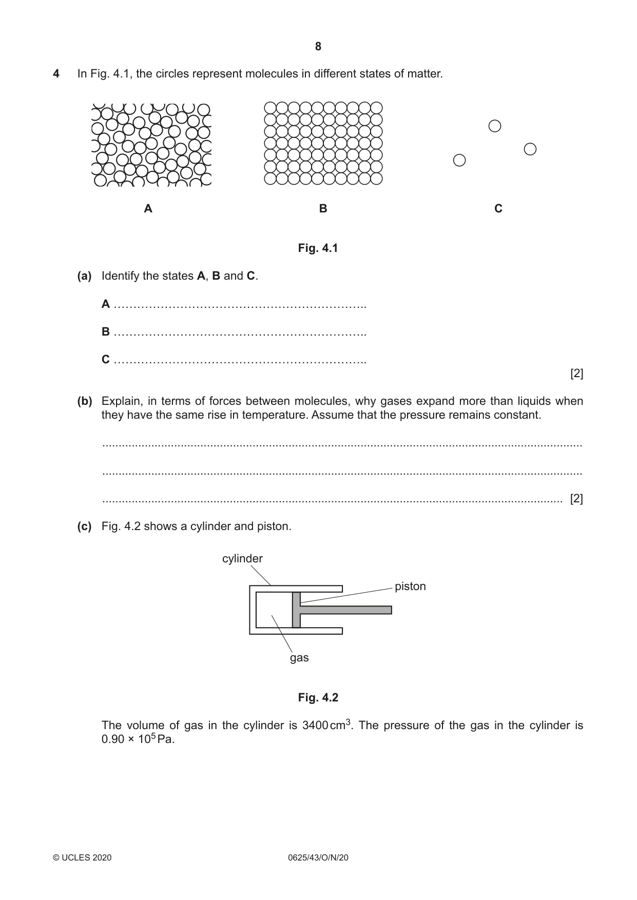 Cambridge IGCSE Physics 0625 2020 Oct/Nov Paper 4 · Variant 3 question paper, page 8 of 20