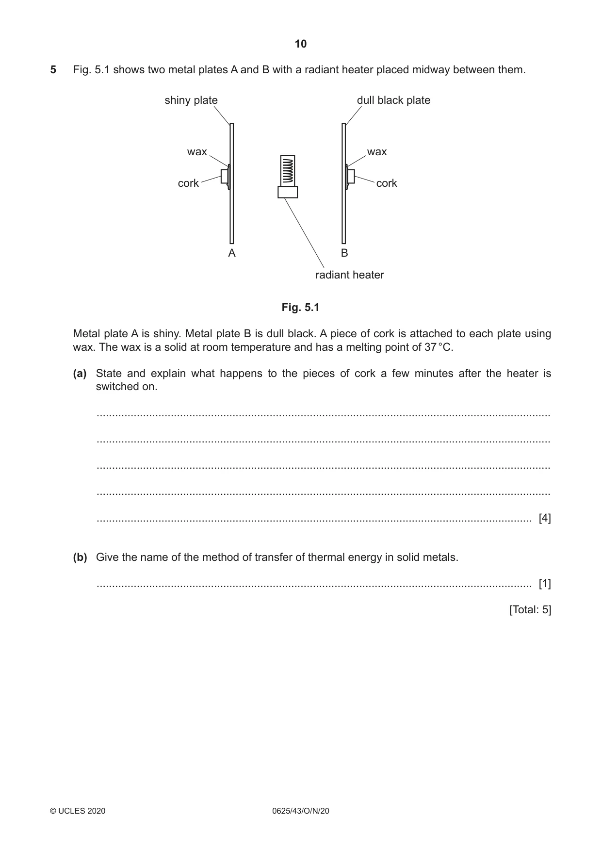Cambridge IGCSE Physics 0625 2020 Oct/Nov Paper 4 · Variant 3 question paper, page 10 of 20