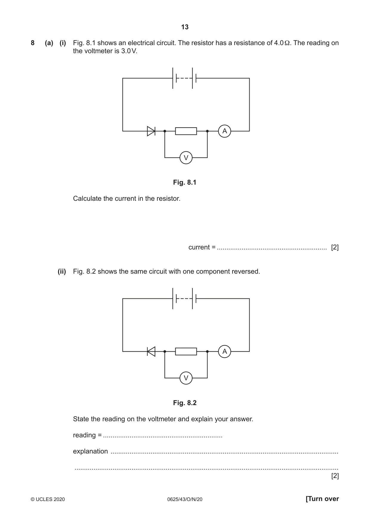Cambridge IGCSE Physics 0625 2020 Oct/Nov Paper 4 · Variant 3 question paper, page 13 of 20