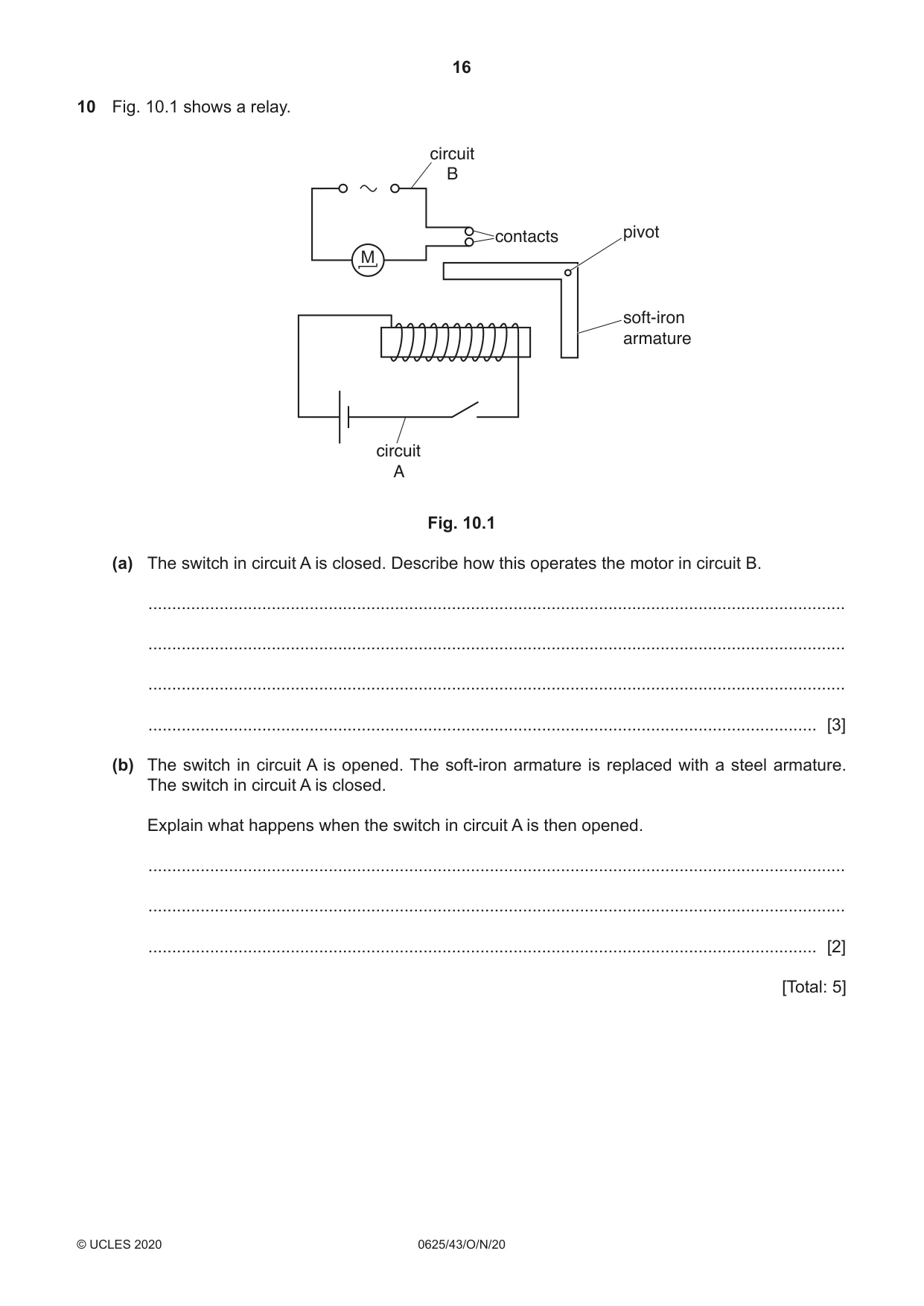 Cambridge IGCSE Physics 0625 2020 Oct/Nov Paper 4 · Variant 3 question paper, page 16 of 20