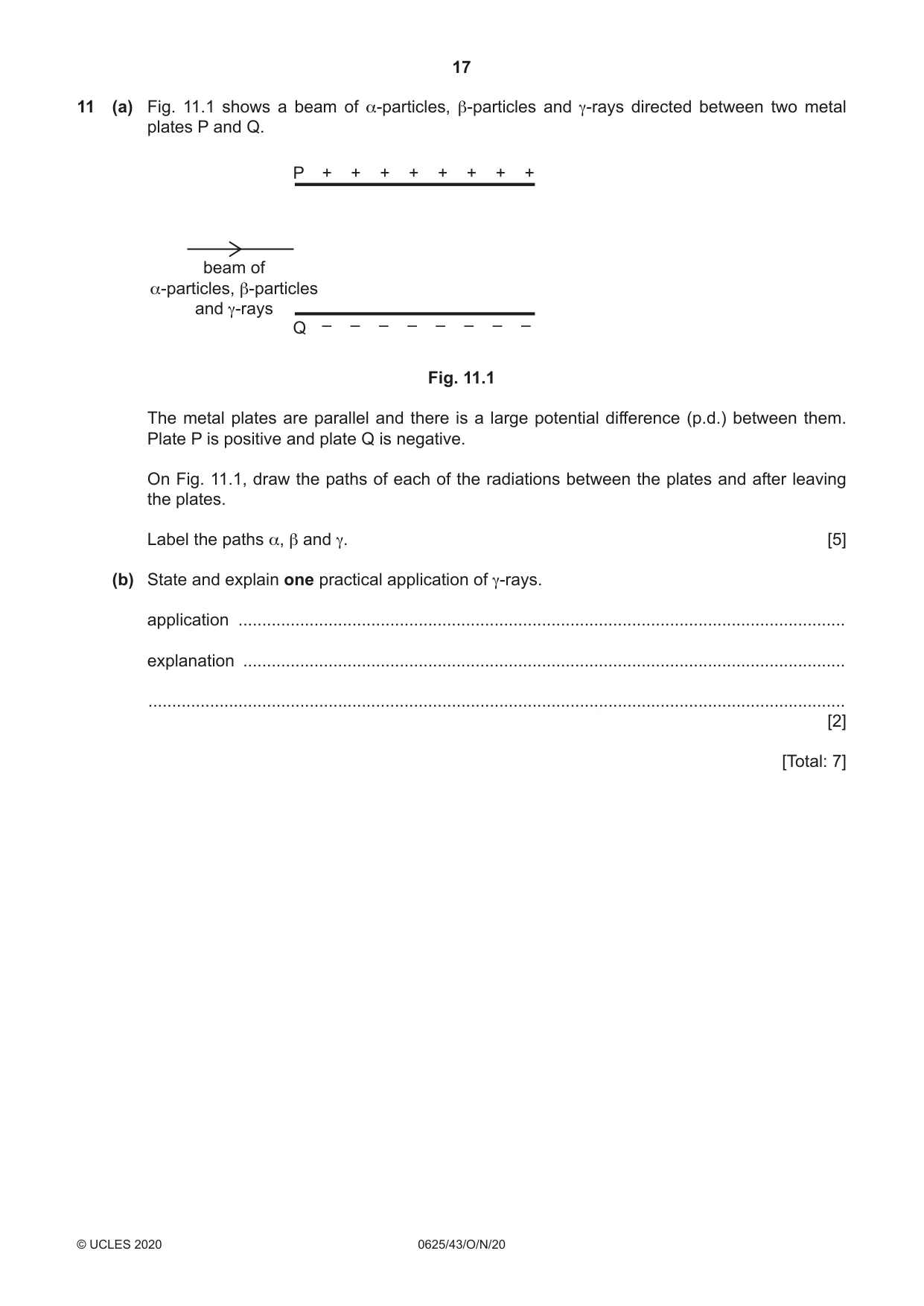 Cambridge IGCSE Physics 0625 2020 Oct/Nov Paper 4 · Variant 3 question paper, page 17 of 20