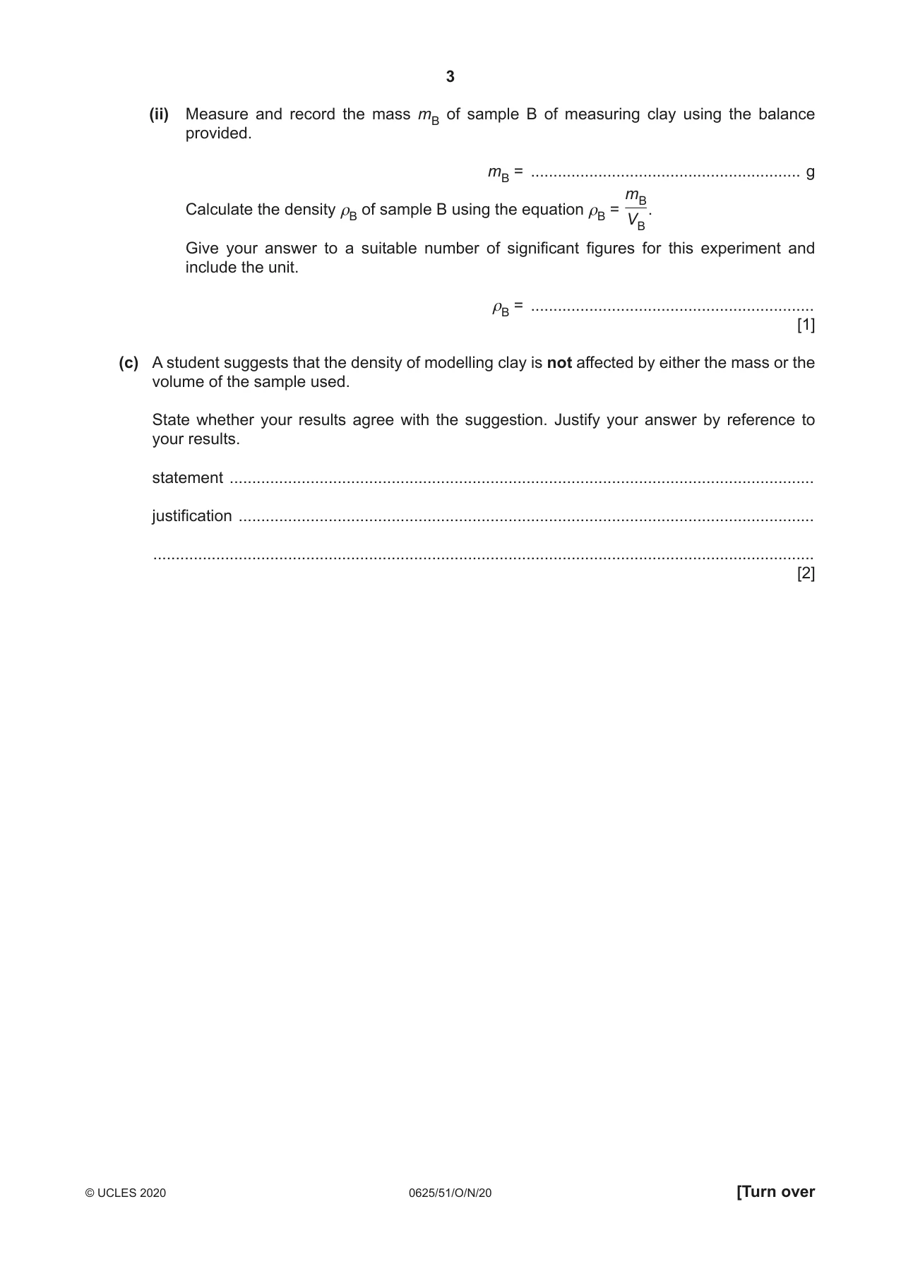 Cambridge IGCSE Physics 0625 2020 Oct/Nov Paper 5 · Variant 1 question paper, page 3 of 12