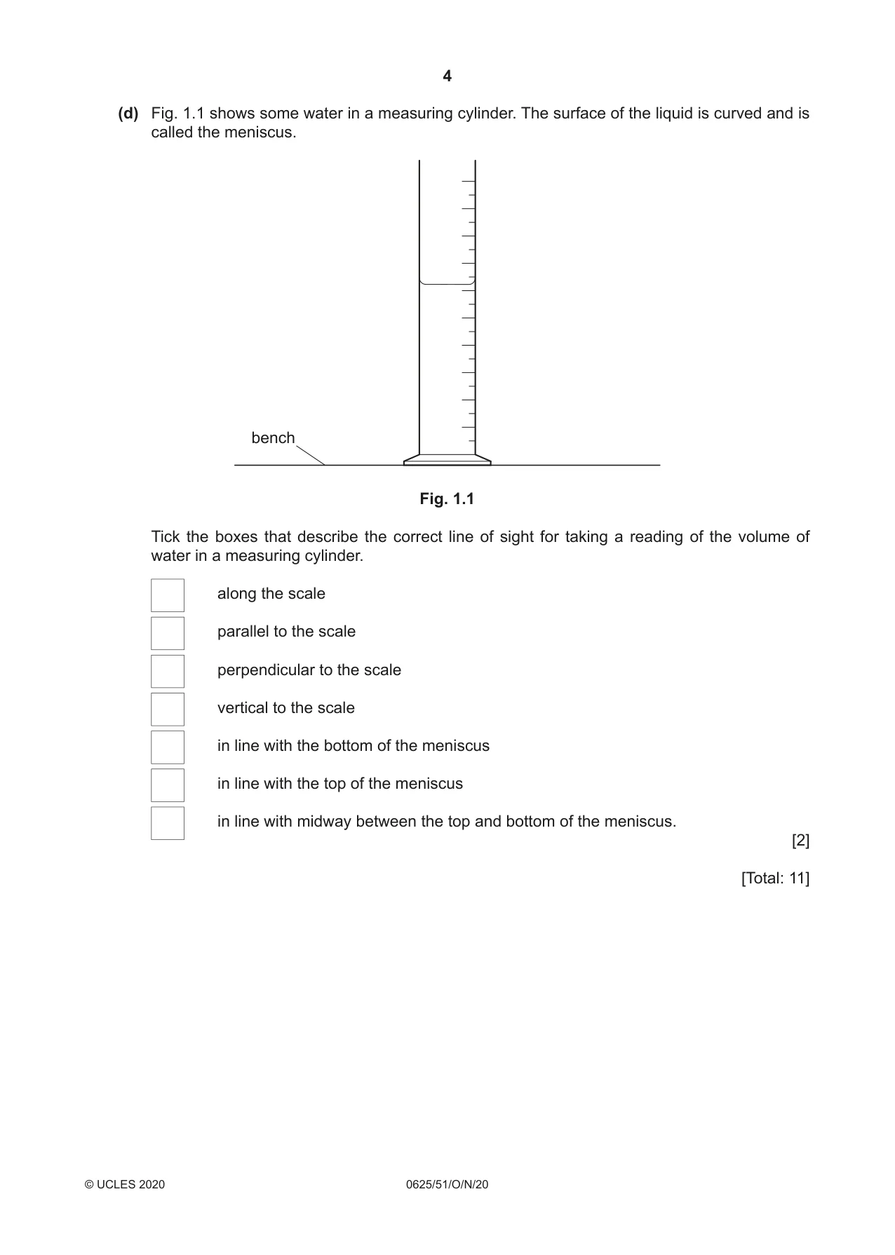 Cambridge IGCSE Physics 0625 2020 Oct/Nov Paper 5 · Variant 1 question paper, page 4 of 12