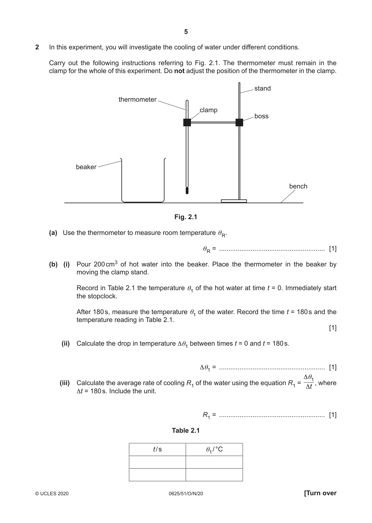 Cambridge IGCSE Physics 0625 2020 Oct/Nov Paper 5 · Variant 1 question paper, page 5 of 12