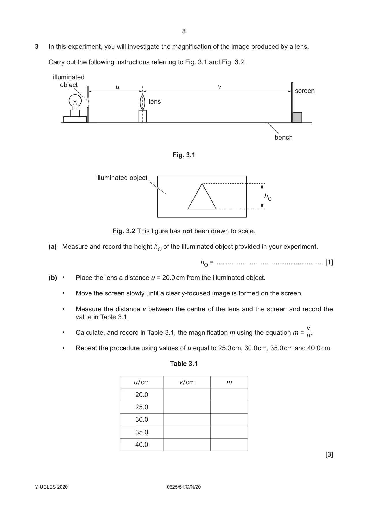 Cambridge IGCSE Physics 0625 2020 Oct/Nov Paper 5 · Variant 1 question paper, page 8 of 12