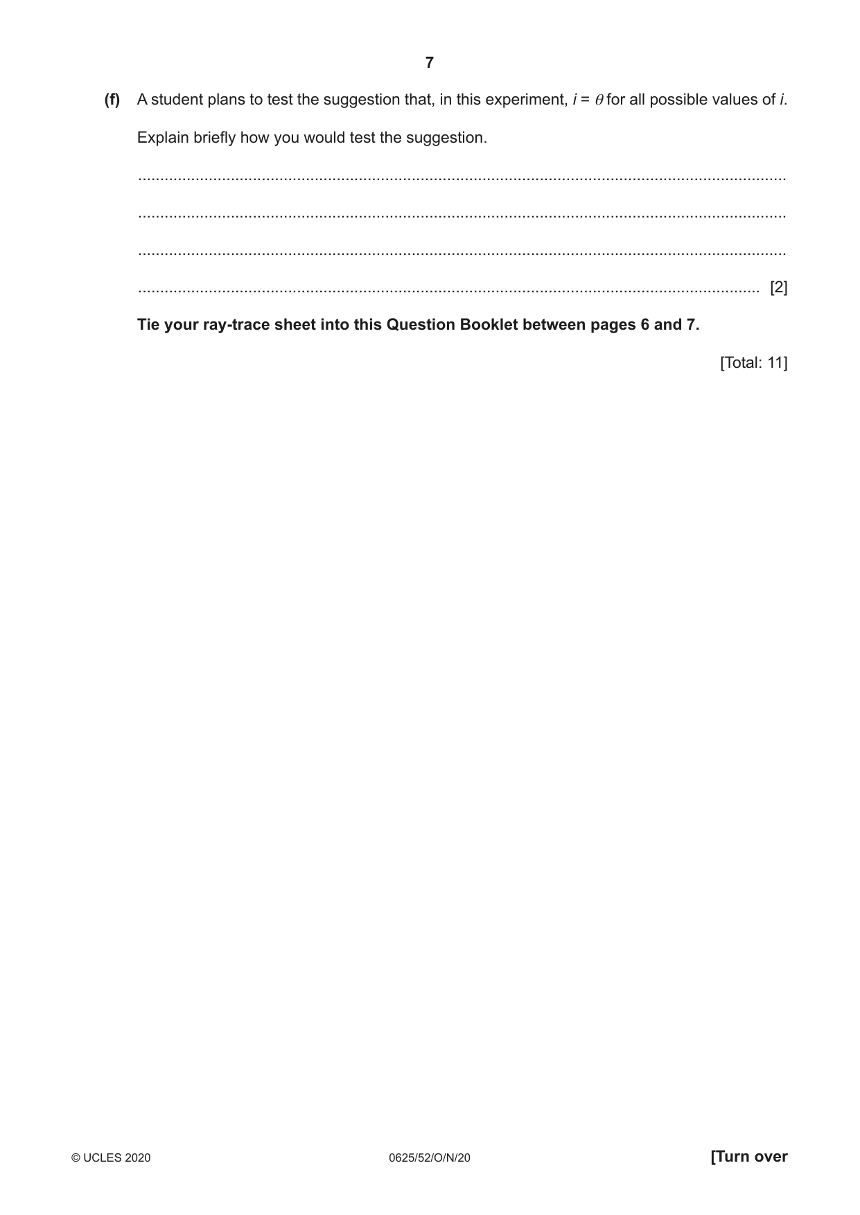 Cambridge IGCSE Physics 0625 2020 Oct/Nov Paper 5 · Variant 2 question paper, page 7 of 12