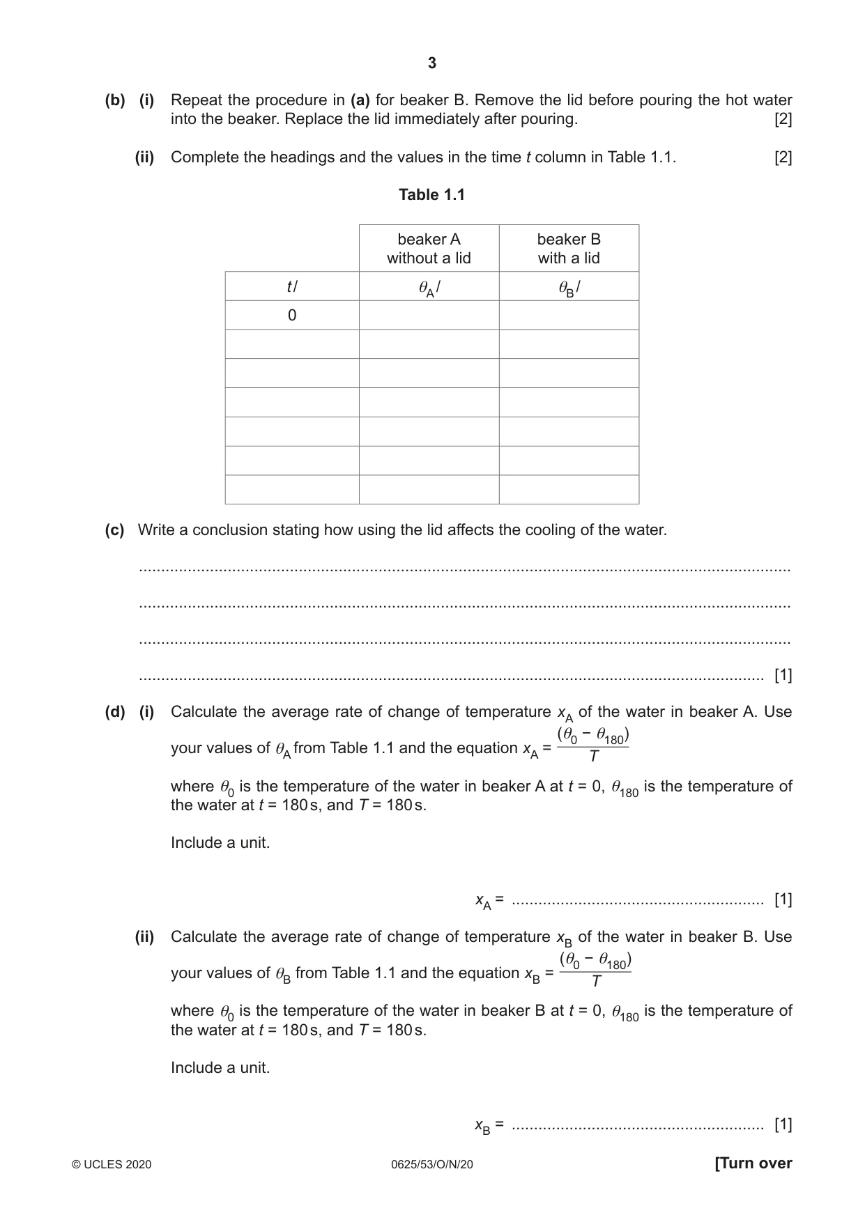 Cambridge IGCSE Physics 0625 2020 Oct/Nov Paper 5 · Variant 3 question paper, page 3 of 12