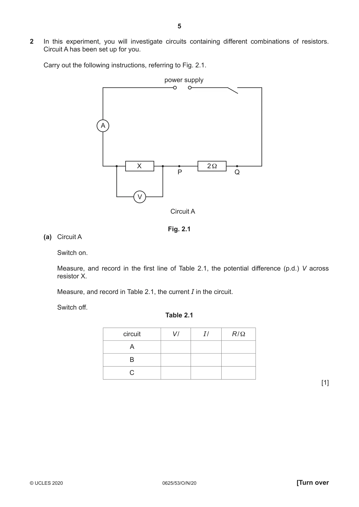 Cambridge IGCSE Physics 0625 2020 Oct/Nov Paper 5 · Variant 3 question paper, page 5 of 12