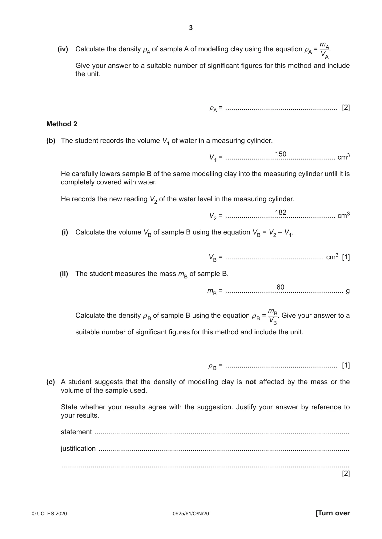 Cambridge IGCSE Physics 0625 2020 Oct/Nov Paper 6 · Variant 1 question paper, page 3 of 12