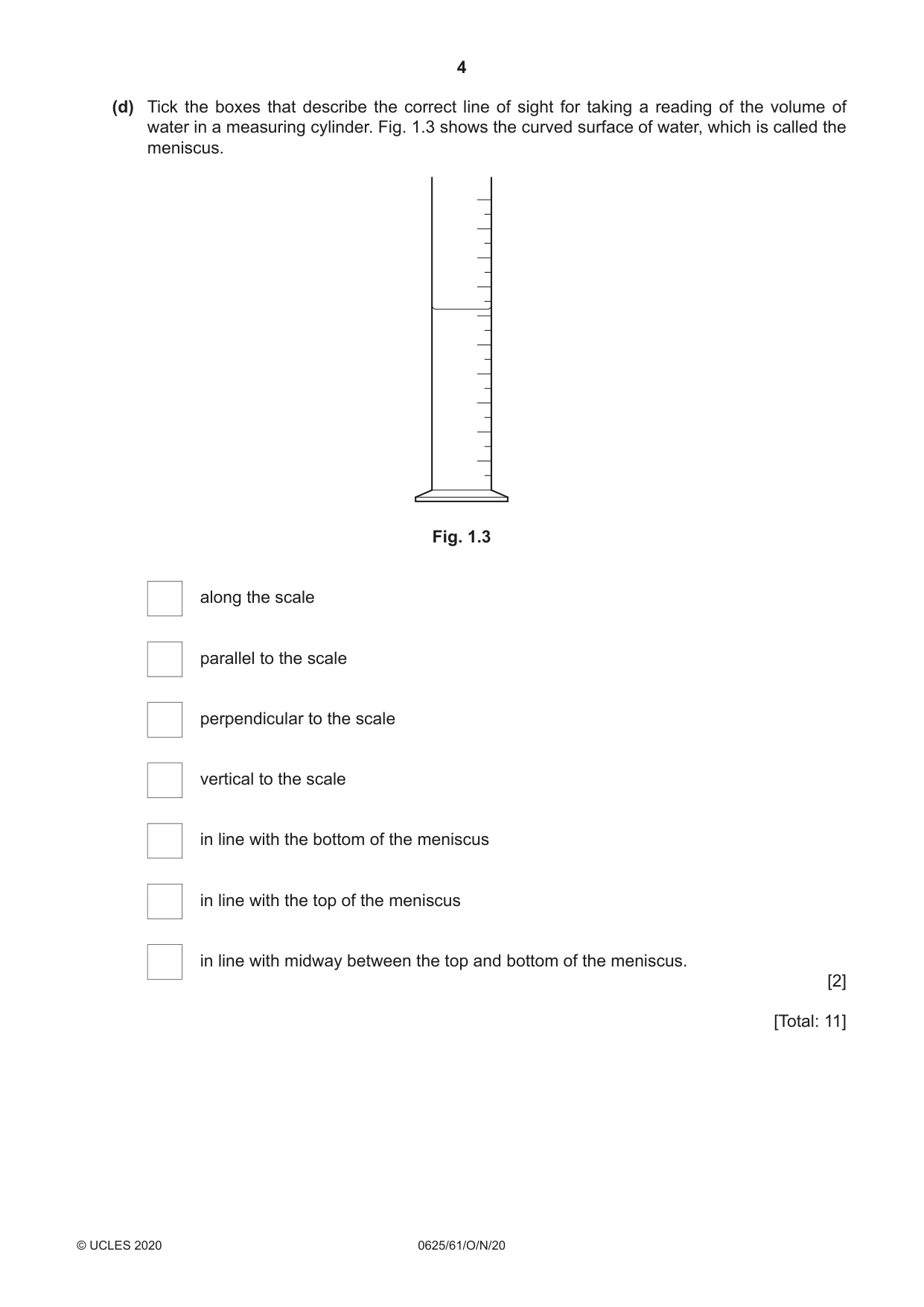 Cambridge IGCSE Physics 0625 2020 Oct/Nov Paper 6 · Variant 1 question paper, page 4 of 12