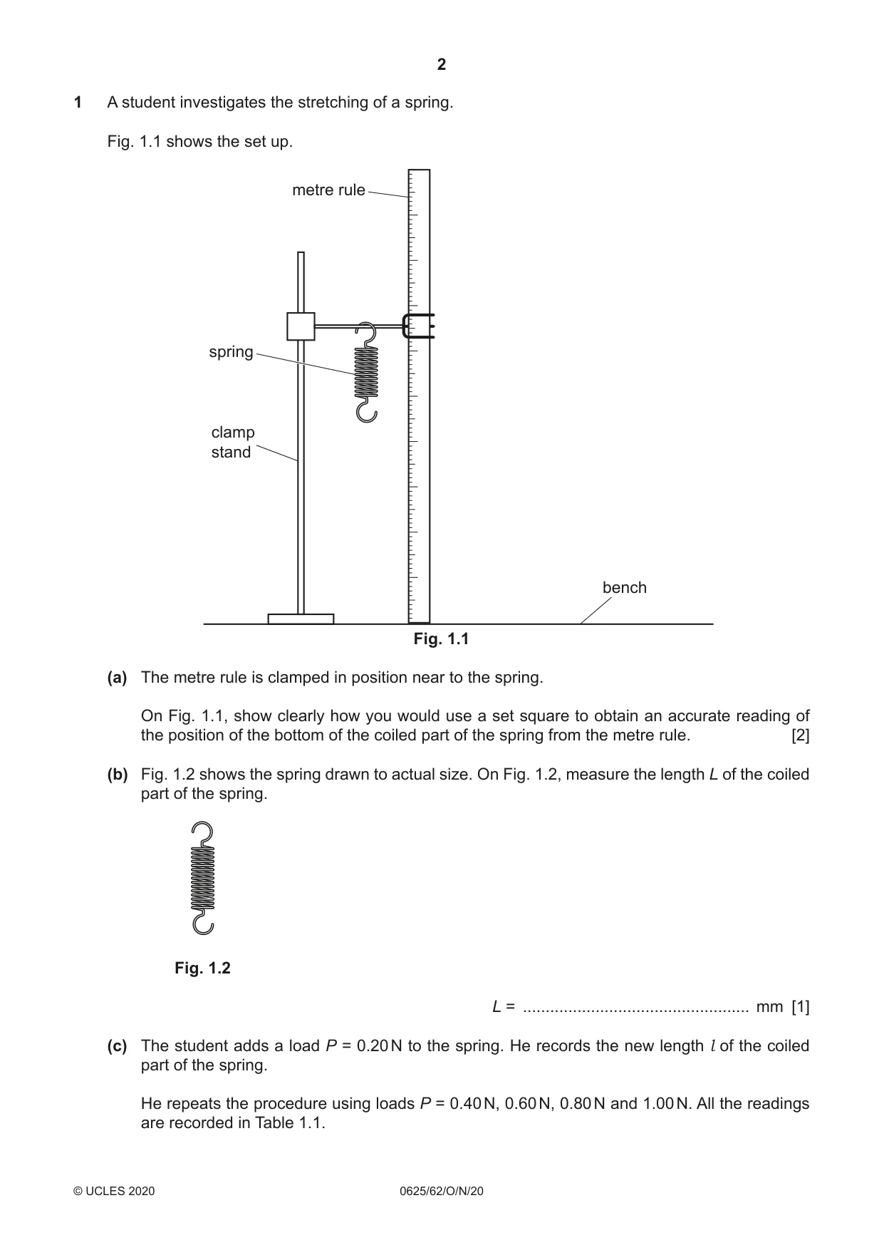 Cambridge IGCSE Physics 0625 2020 Oct/Nov Paper 6 · Variant 2 question paper, page 2 of 12