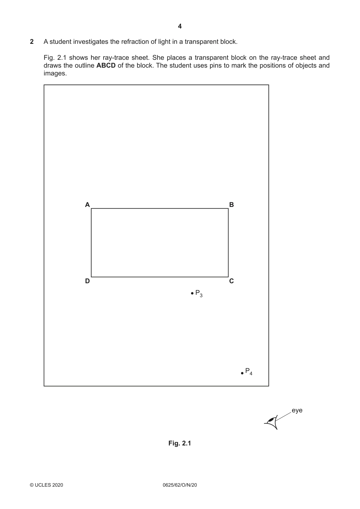 Cambridge IGCSE Physics 0625 2020 Oct/Nov Paper 6 · Variant 2 question paper, page 4 of 12