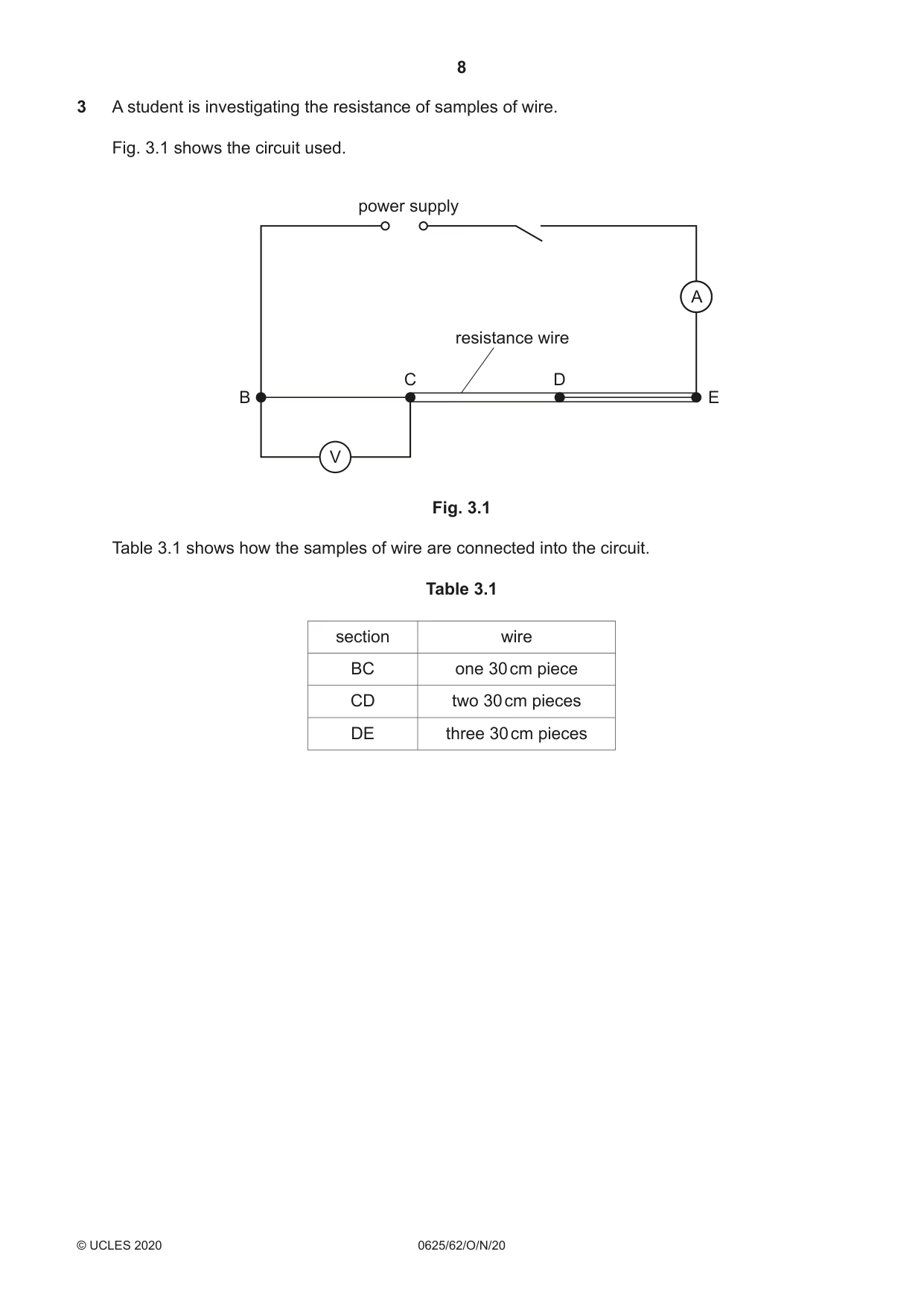 Cambridge IGCSE Physics 0625 2020 Oct/Nov Paper 6 · Variant 2 question paper, page 8 of 12