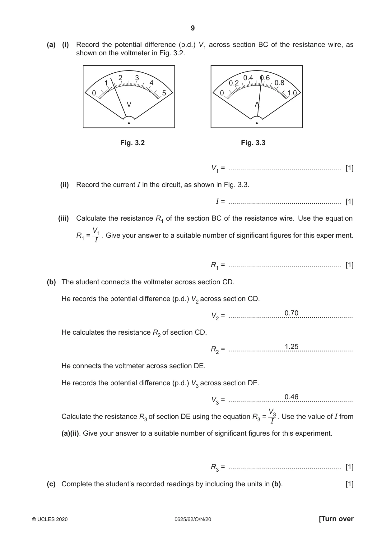 Cambridge IGCSE Physics 0625 2020 Oct/Nov Paper 6 · Variant 2 question paper, page 9 of 12