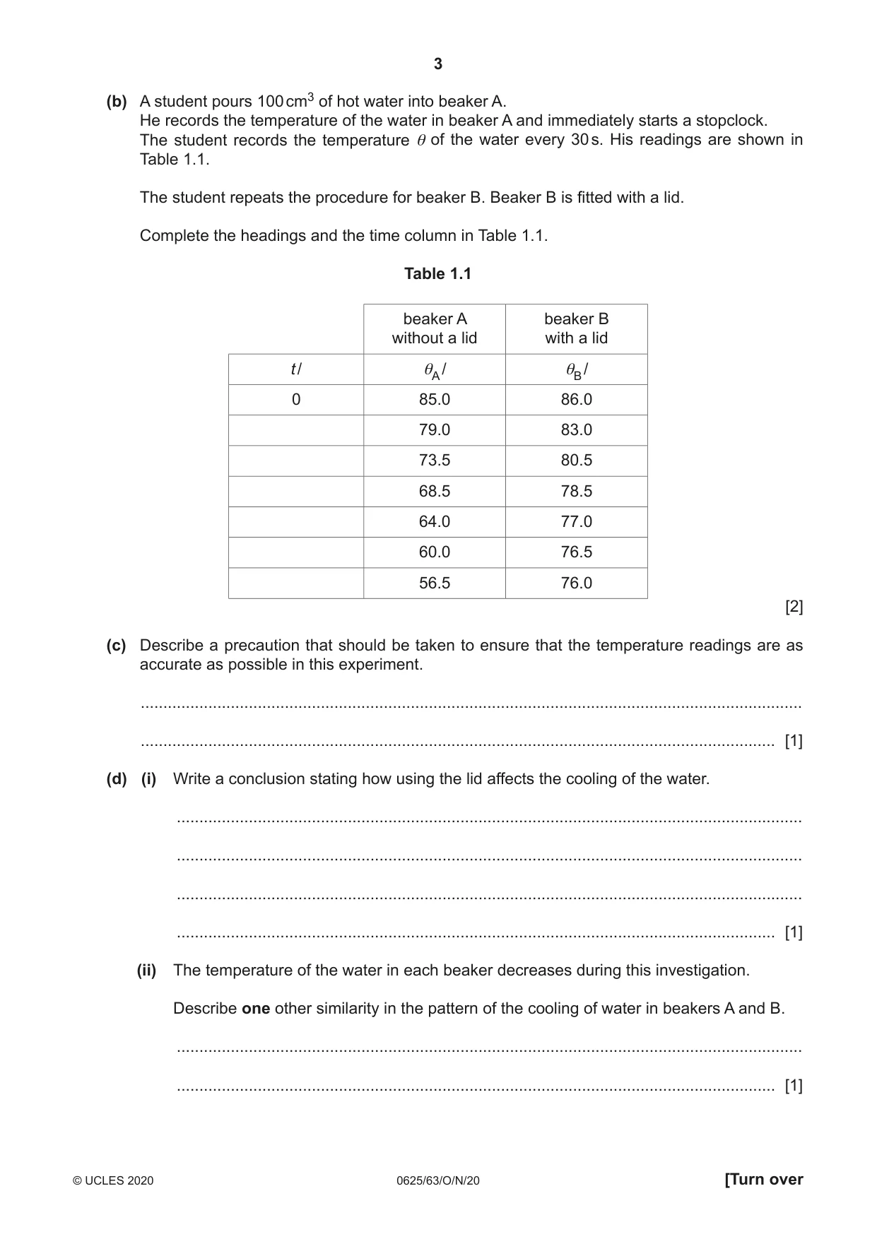 Cambridge IGCSE Physics 0625 2020 Oct/Nov Paper 6 · Variant 3 question paper, page 3 of 12