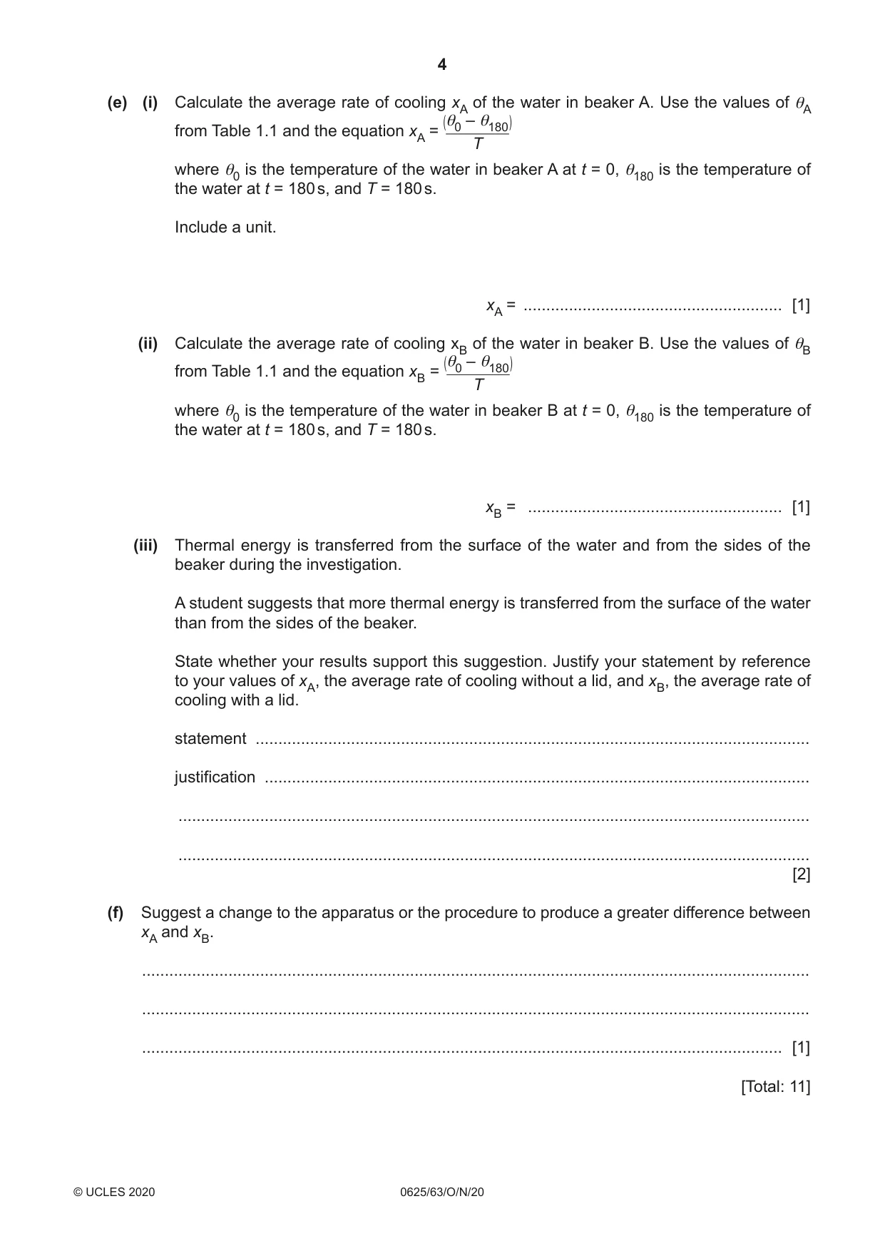 Cambridge IGCSE Physics 0625 2020 Oct/Nov Paper 6 · Variant 3 question paper, page 4 of 12