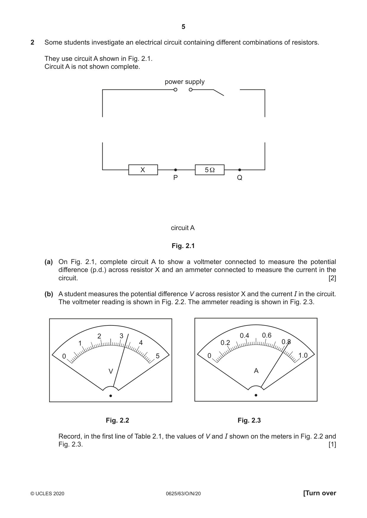 Cambridge IGCSE Physics 0625 2020 Oct/Nov Paper 6 · Variant 3 question paper, page 5 of 12