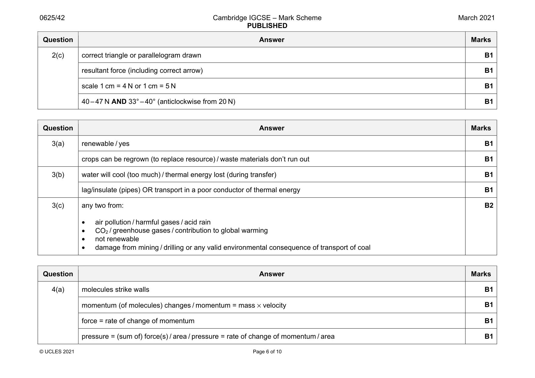 Mark scheme, page 6 of 10