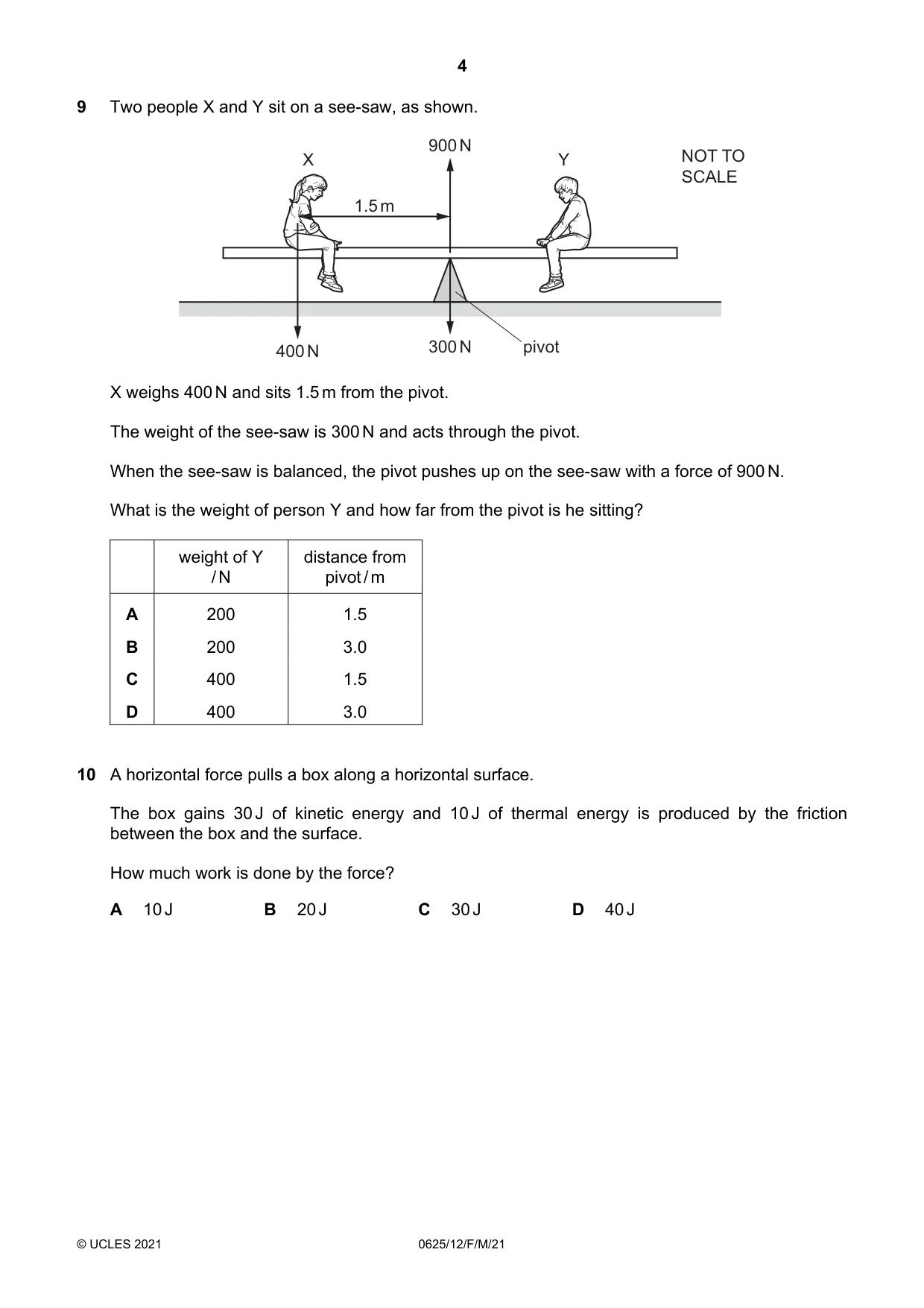 Cambridge IGCSE Physics 0625 2021 Feb/March Paper 1 · Variant 2 question paper, page 4 of 16