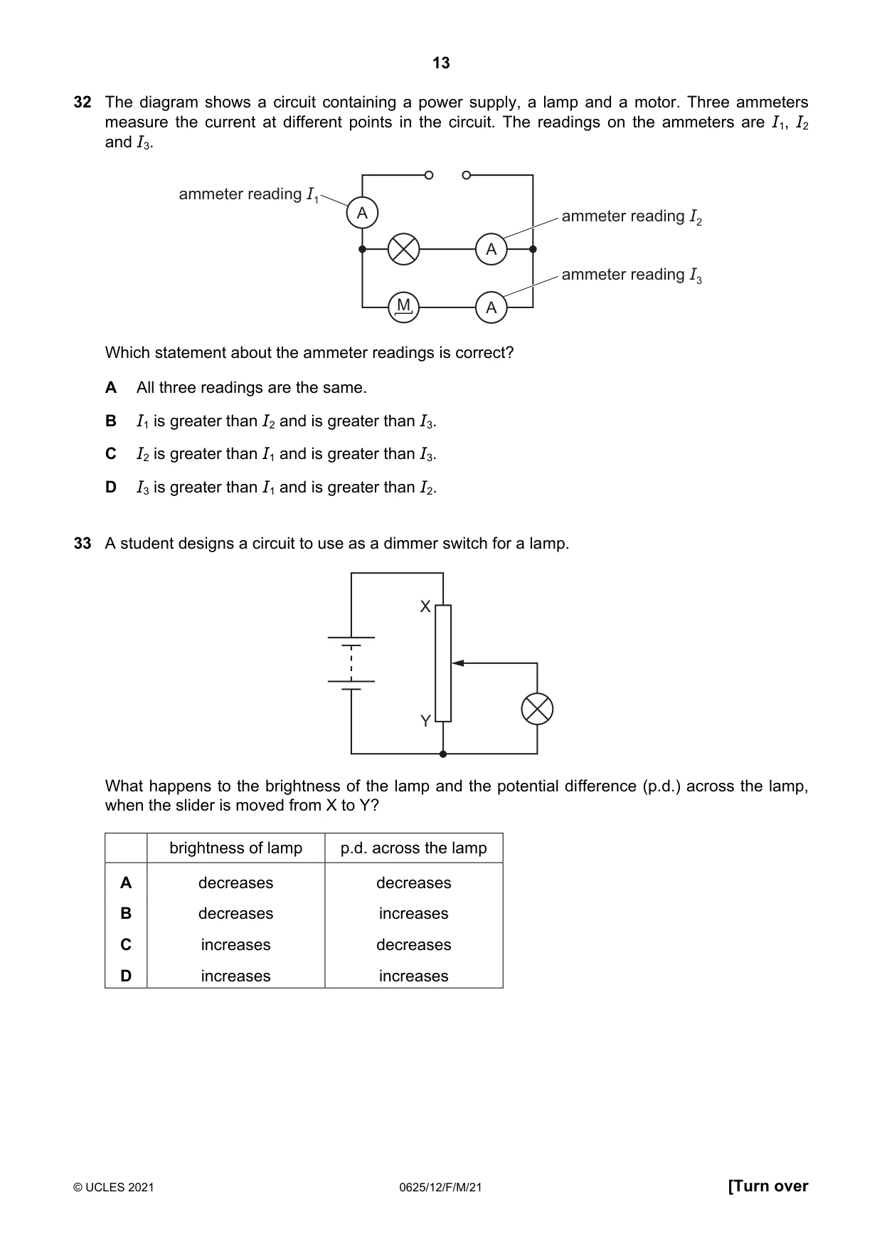 Cambridge IGCSE Physics 0625 2021 Feb/March Paper 1 · Variant 2 question paper, page 13 of 16