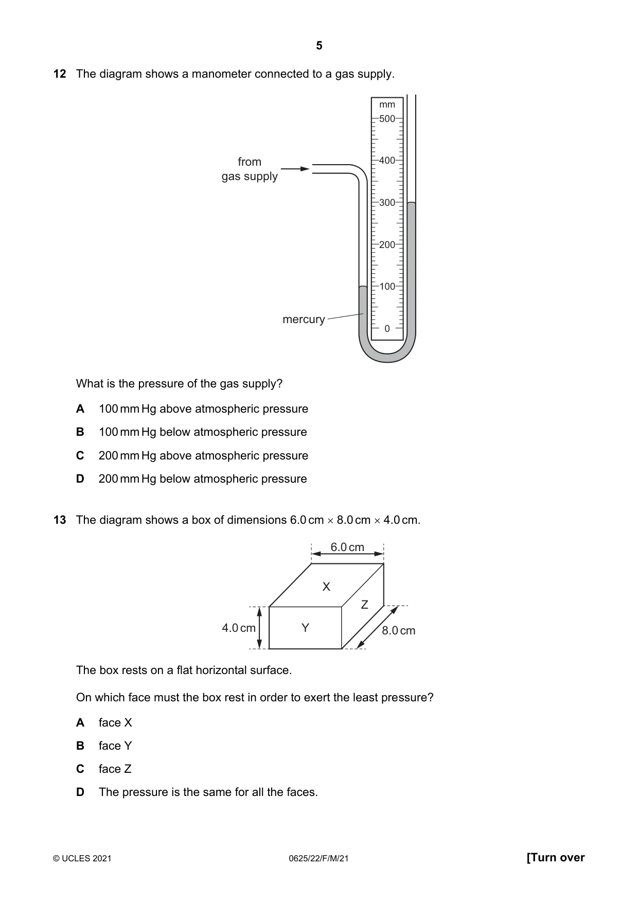 Cambridge IGCSE Physics 0625 2021 Feb/March Paper 2 · Variant 2 question paper, page 5 of 16