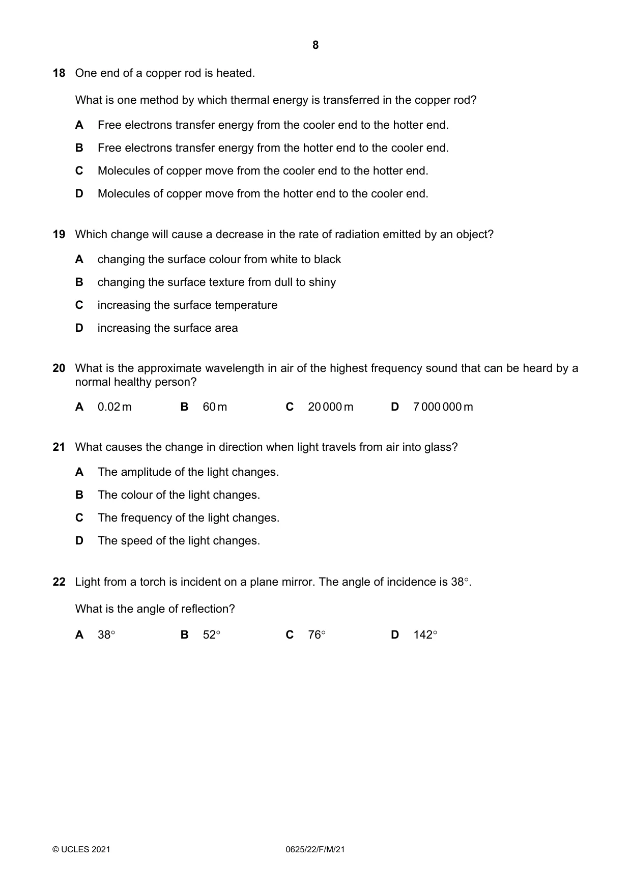 Cambridge IGCSE Physics 0625 2021 Feb/March Paper 2 · Variant 2 question paper, page 8 of 16