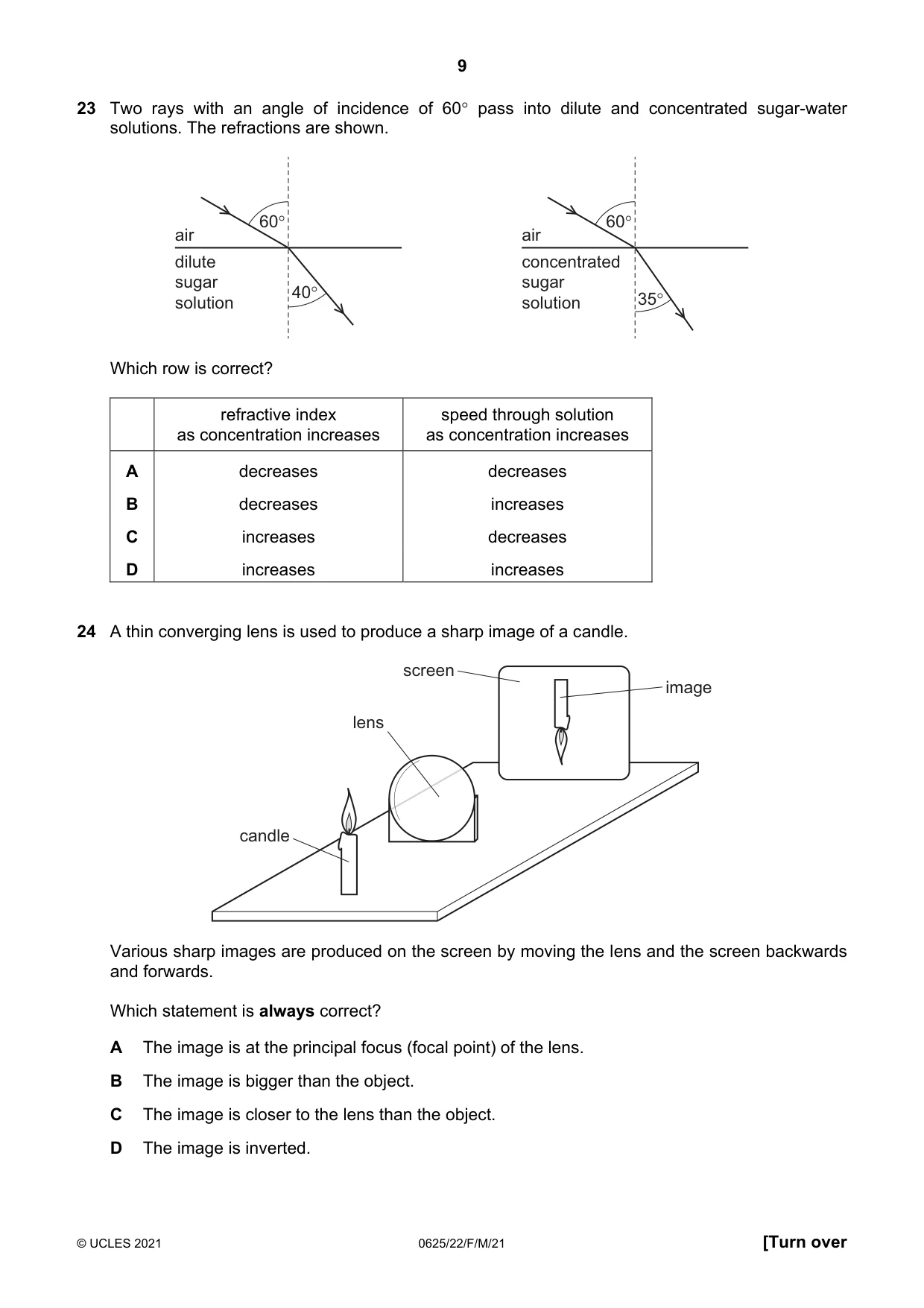 Cambridge IGCSE Physics 0625 2021 Feb/March Paper 2 · Variant 2 question paper, page 9 of 16