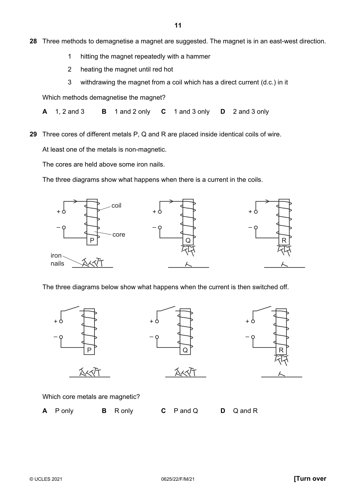 Cambridge IGCSE Physics 0625 2021 Feb/March Paper 2 · Variant 2 question paper, page 11 of 16