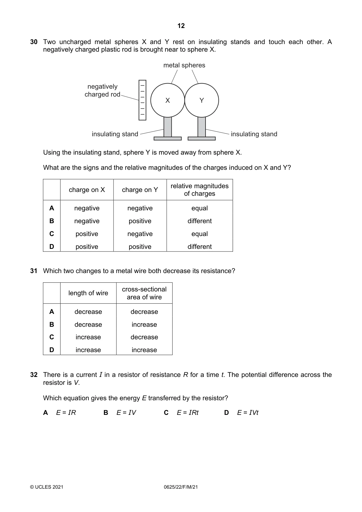 Cambridge IGCSE Physics 0625 2021 Feb/March Paper 2 · Variant 2 question paper, page 12 of 16