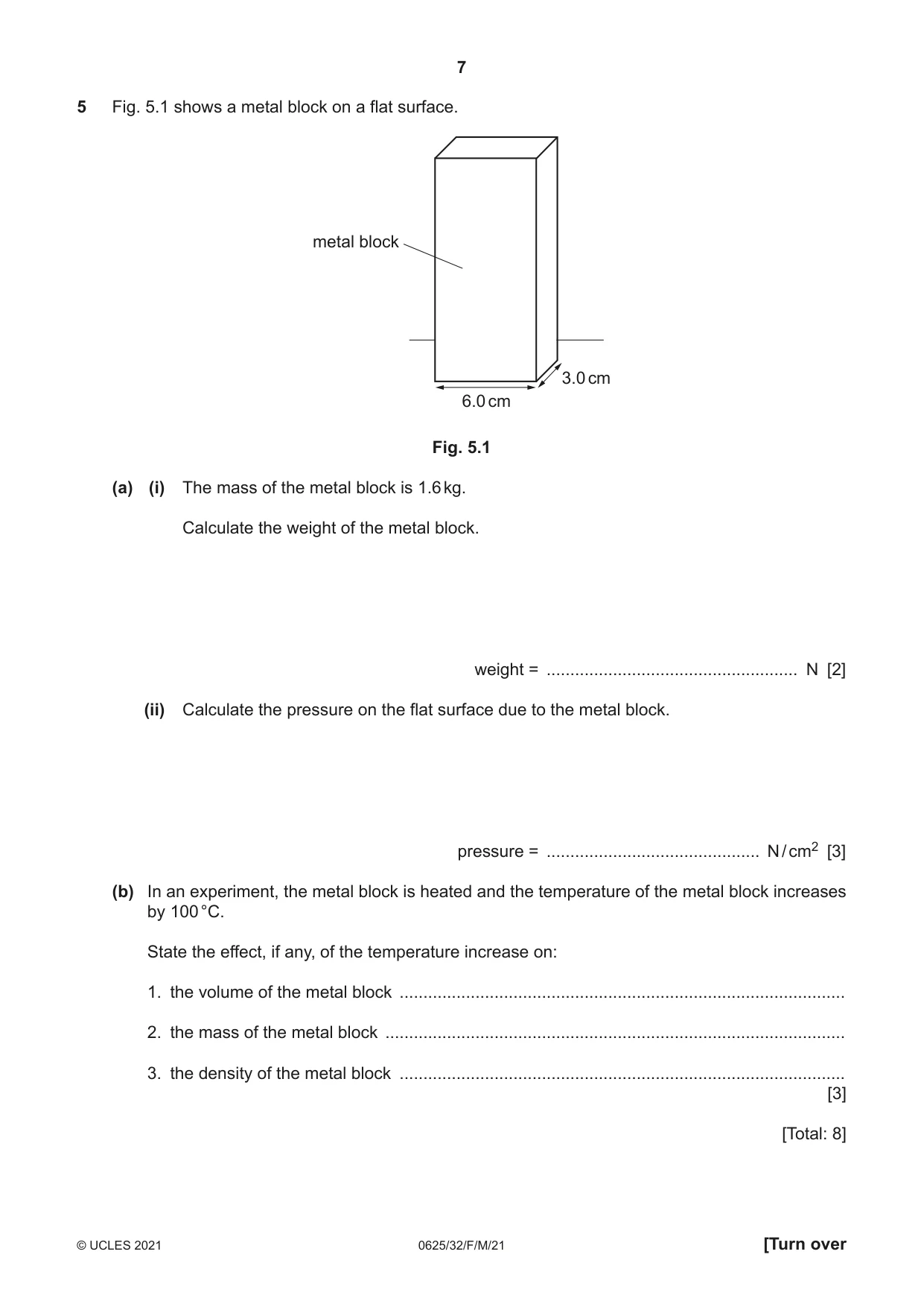 Cambridge IGCSE Physics 0625 2021 Feb/March Paper 3 · Variant 2 question paper, page 7 of 16