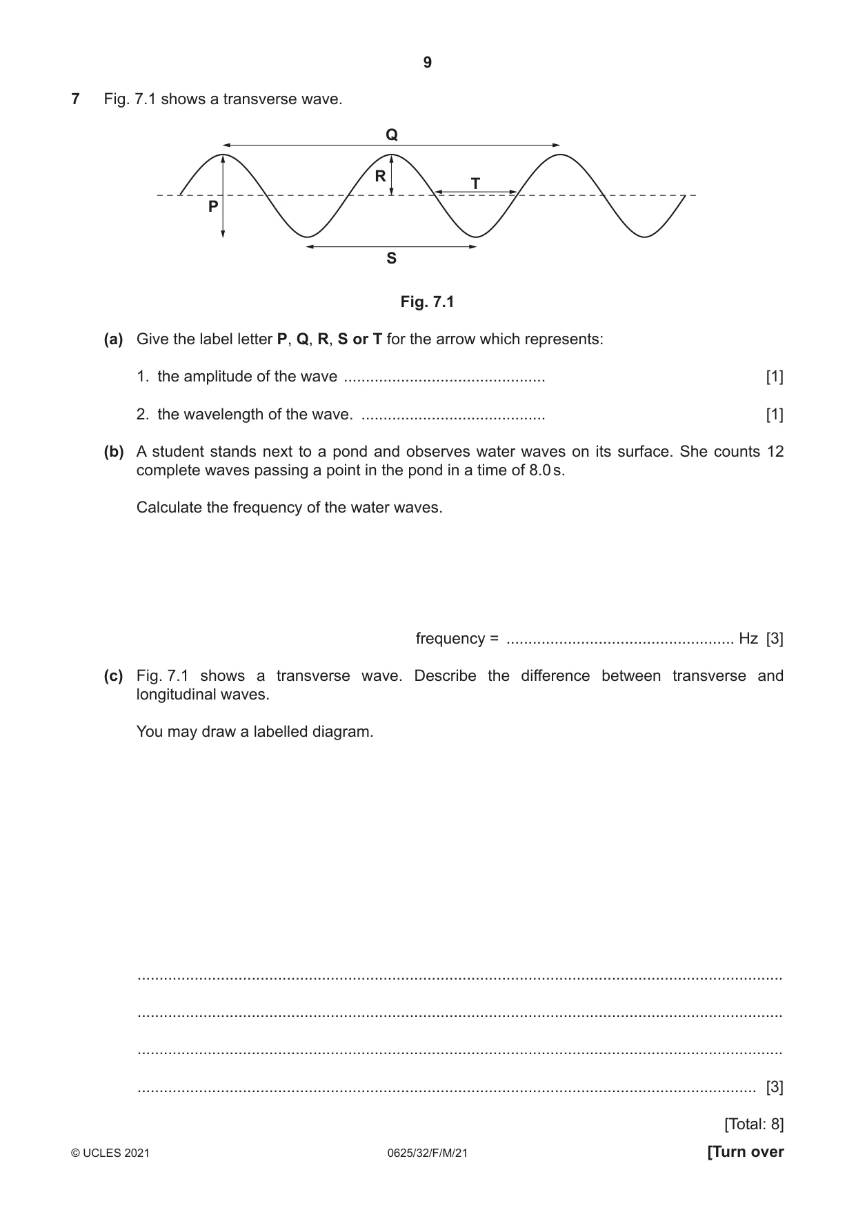 Cambridge IGCSE Physics 0625 2021 Feb/March Paper 3 · Variant 2 question paper, page 9 of 16