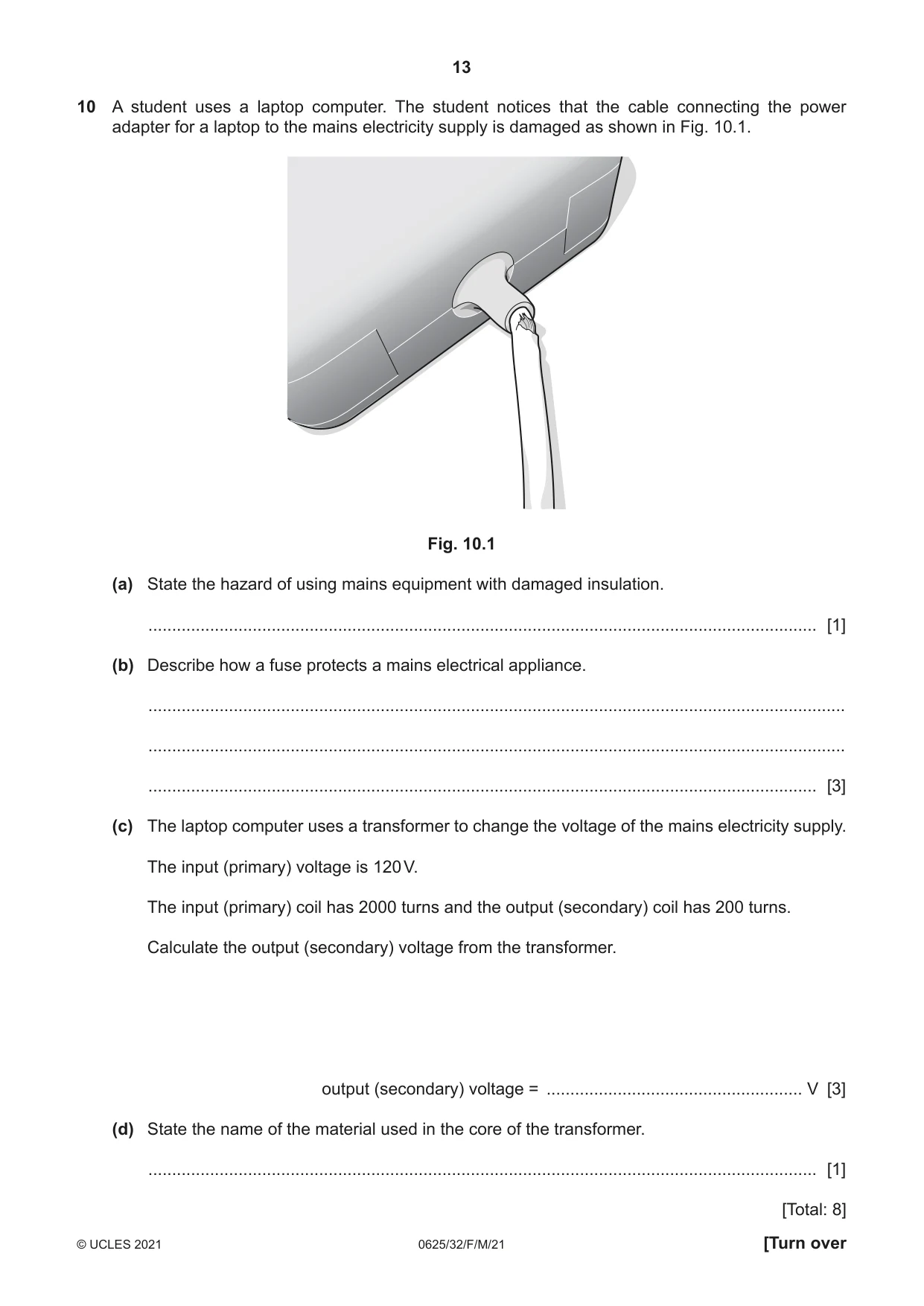 Cambridge IGCSE Physics 0625 2021 Feb/March Paper 3 · Variant 2 question paper, page 13 of 16