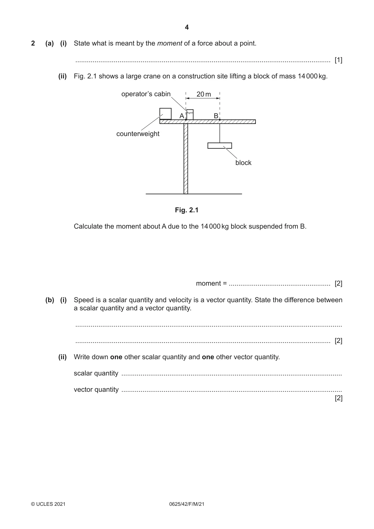 Cambridge IGCSE Physics 0625 2021 Feb/March Paper 4 · Variant 2 question paper, page 4 of 16