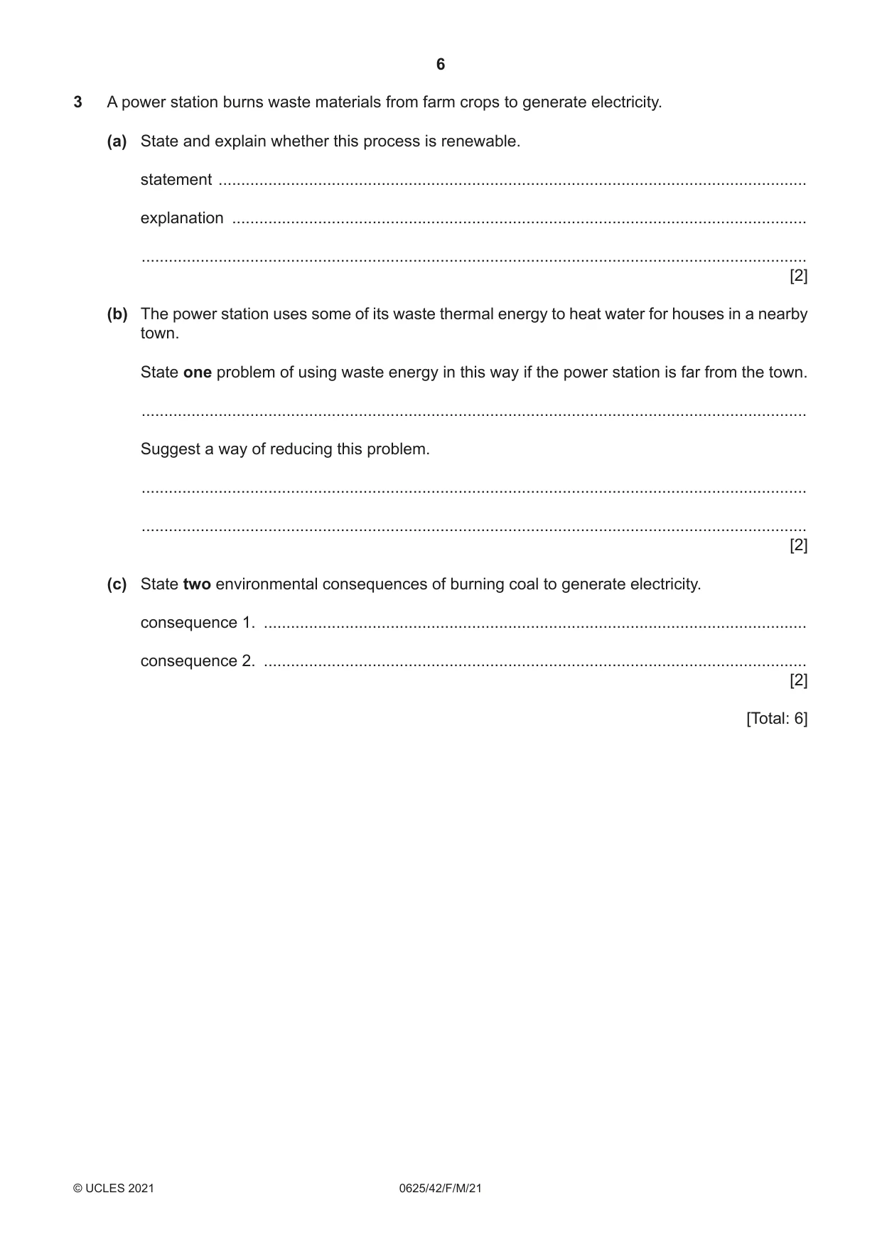 Cambridge IGCSE Physics 0625 2021 Feb/March Paper 4 · Variant 2 question paper, page 6 of 16