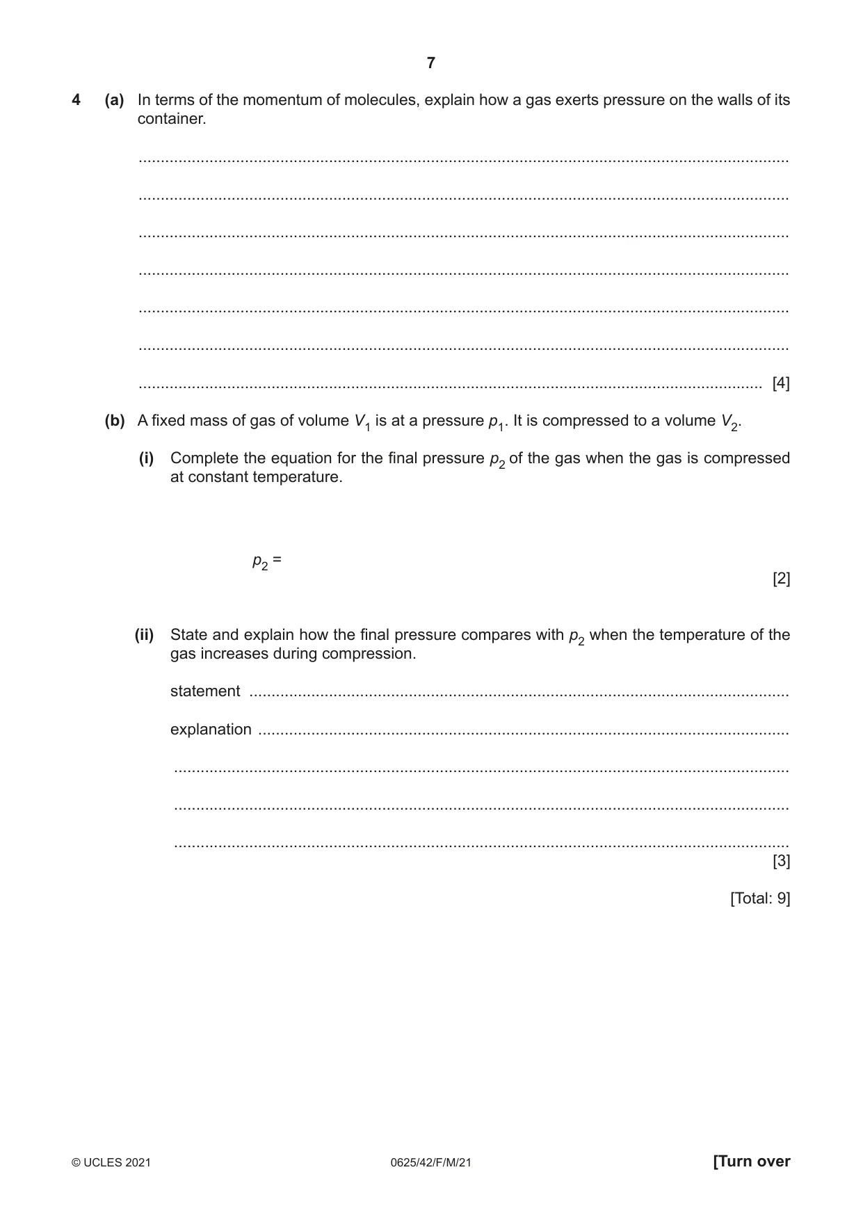 Cambridge IGCSE Physics 0625 2021 Feb/March Paper 4 · Variant 2 question paper, page 7 of 16