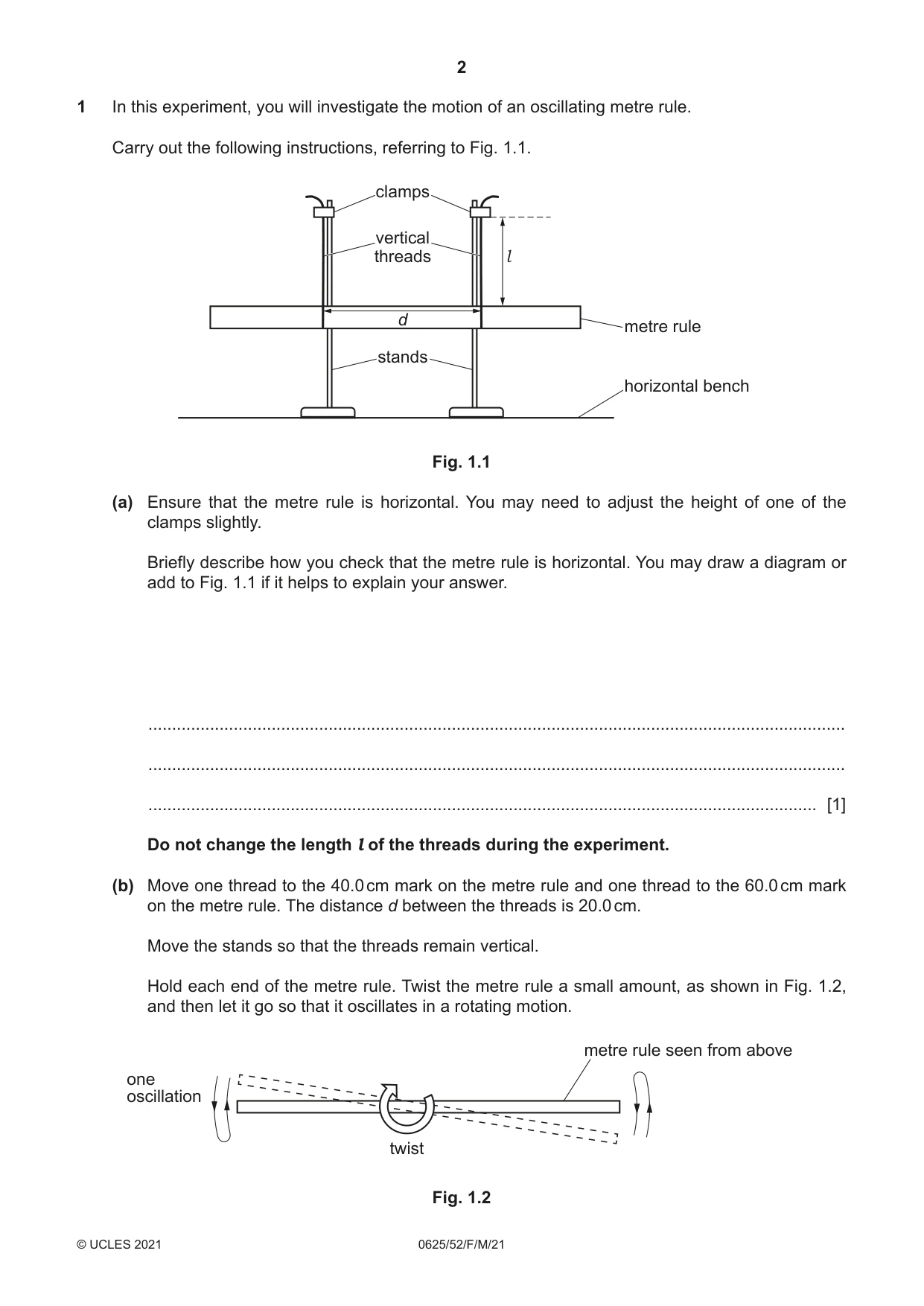 Cambridge IGCSE Physics 0625 2021 Feb/March Paper 5 · Variant 2 question paper, page 2 of 12