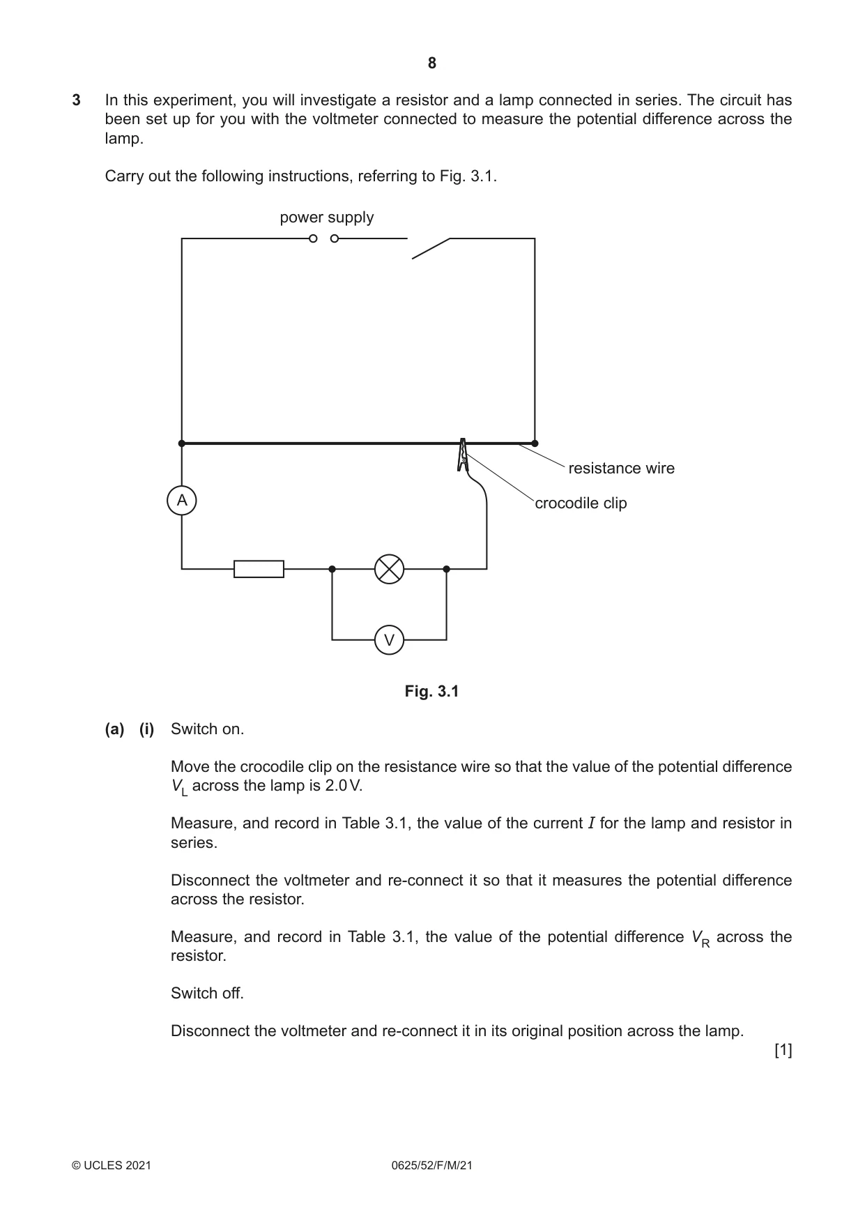 Cambridge IGCSE Physics 0625 2021 Feb/March Paper 5 · Variant 2 question paper, page 8 of 12