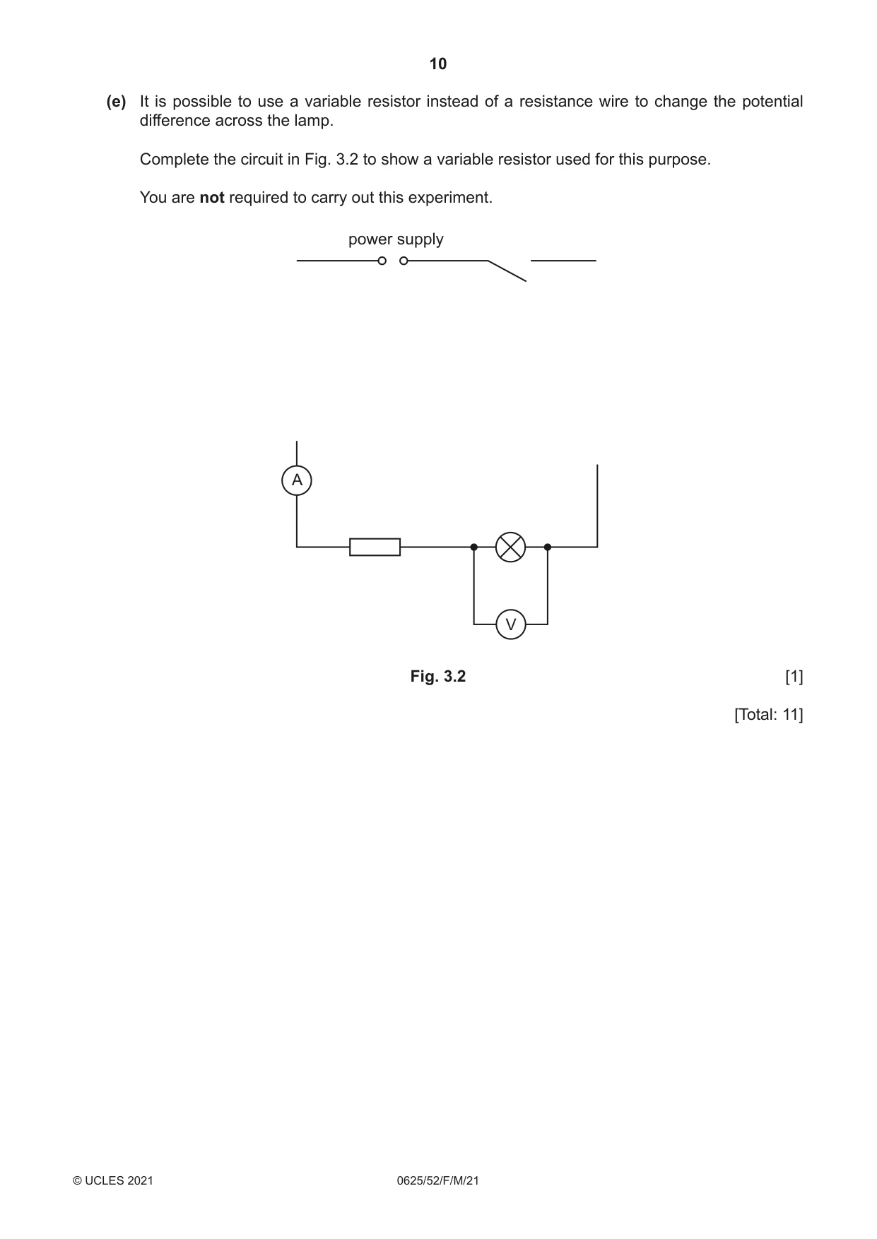 Cambridge IGCSE Physics 0625 2021 Feb/March Paper 5 · Variant 2 question paper, page 10 of 12