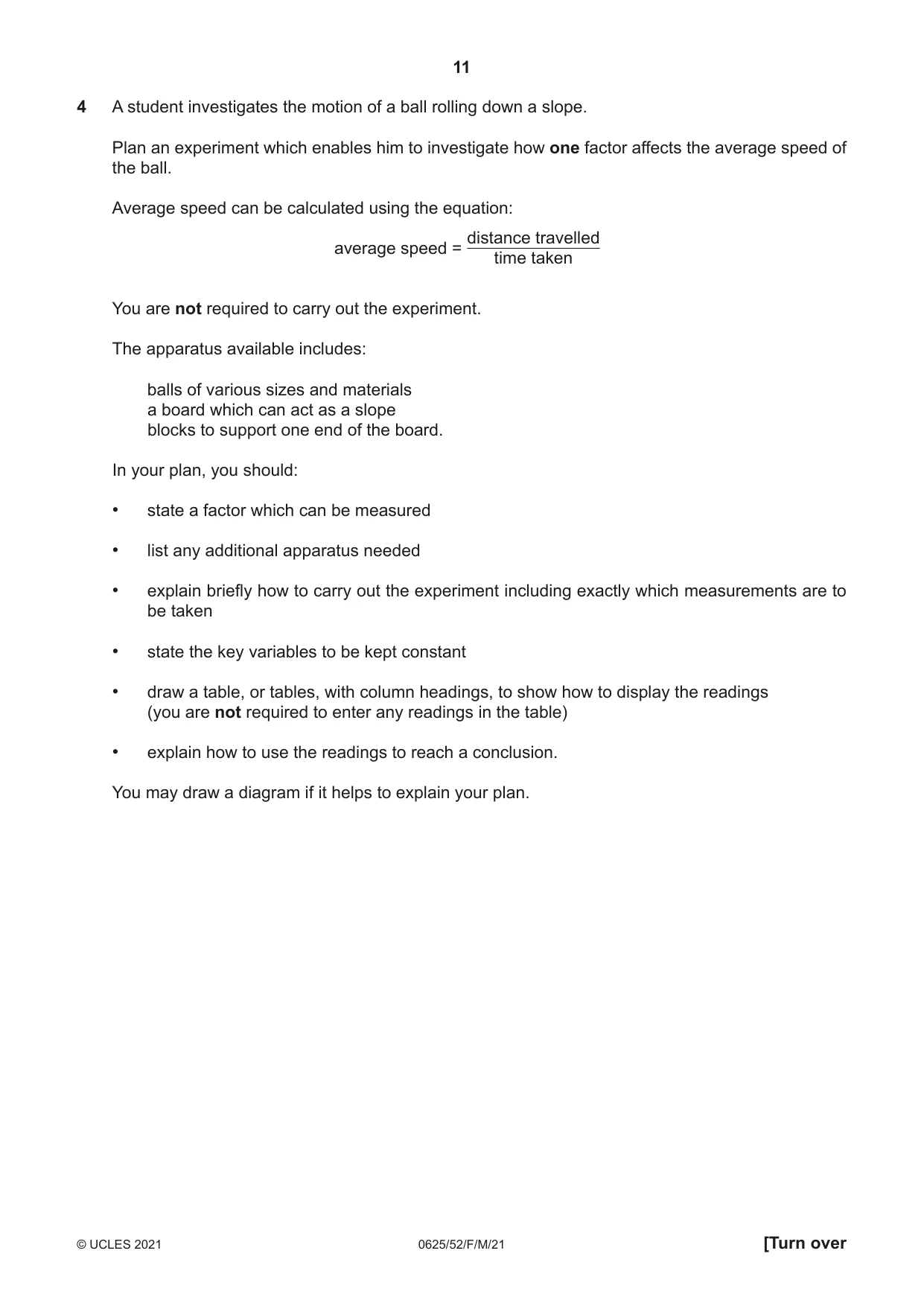 Cambridge IGCSE Physics 0625 2021 Feb/March Paper 5 · Variant 2 question paper, page 11 of 12